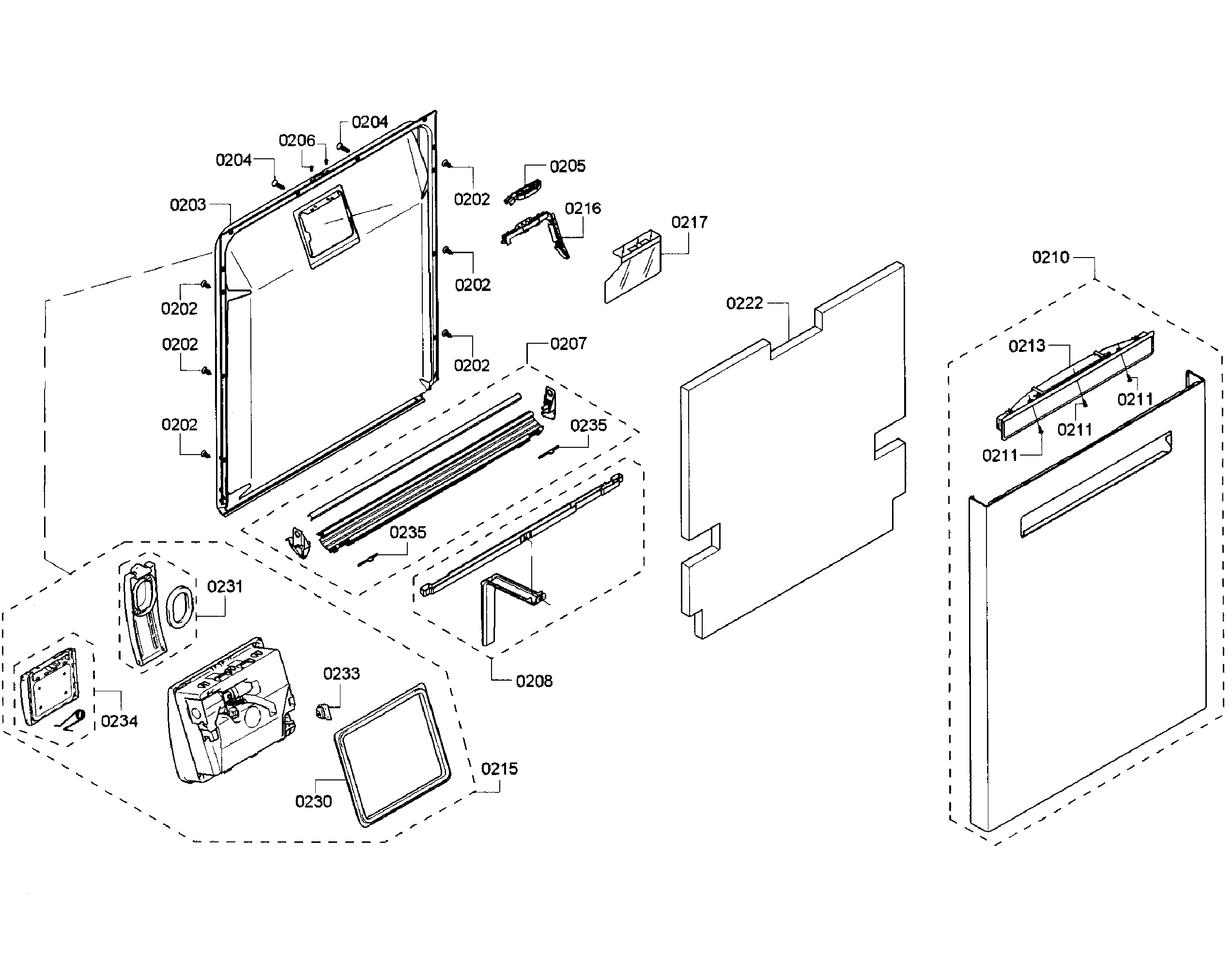 Bosch SHP65TL2UC/01 door section diagram