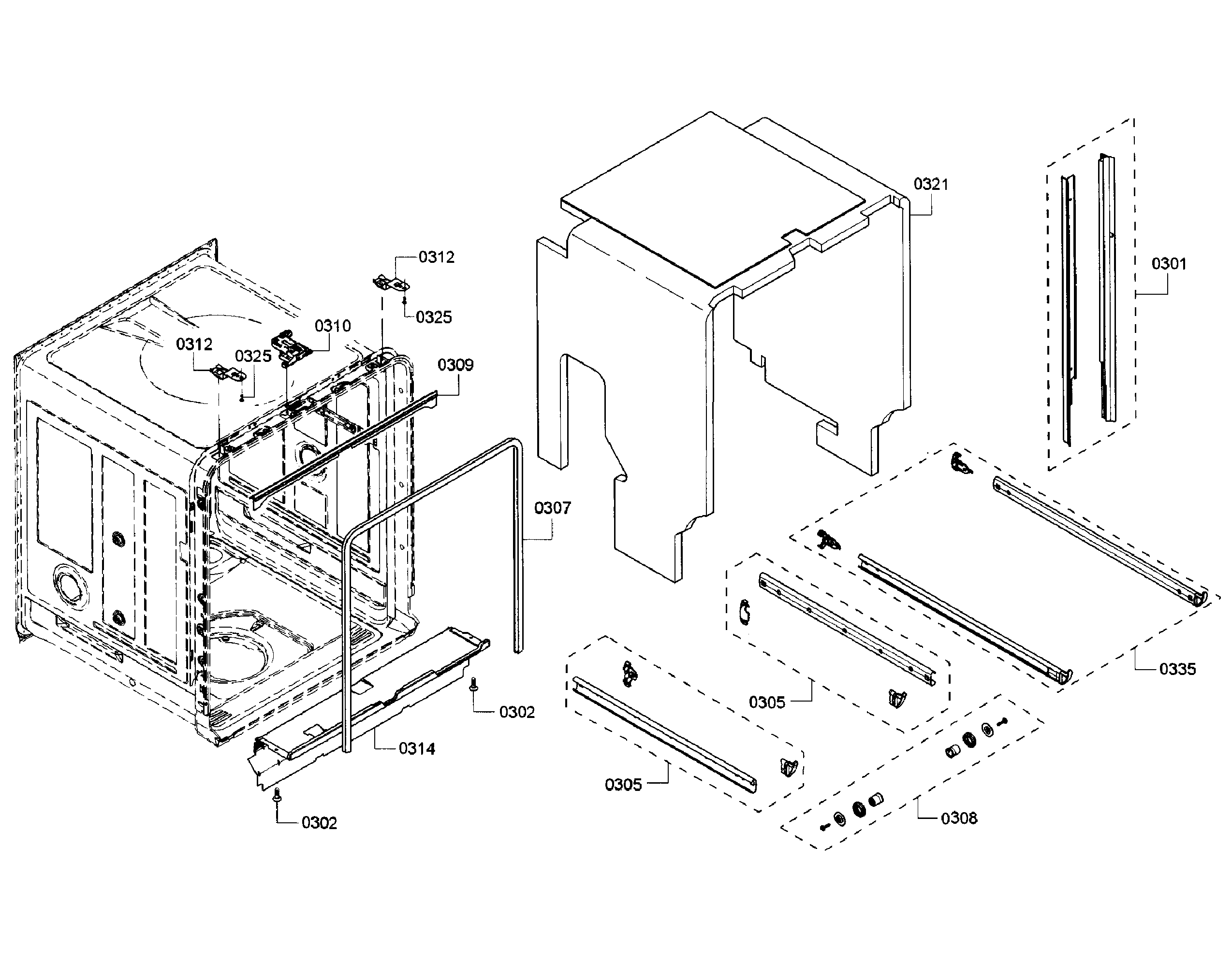 Bosch SHP65TL6UC/07 cabinet section diagram
