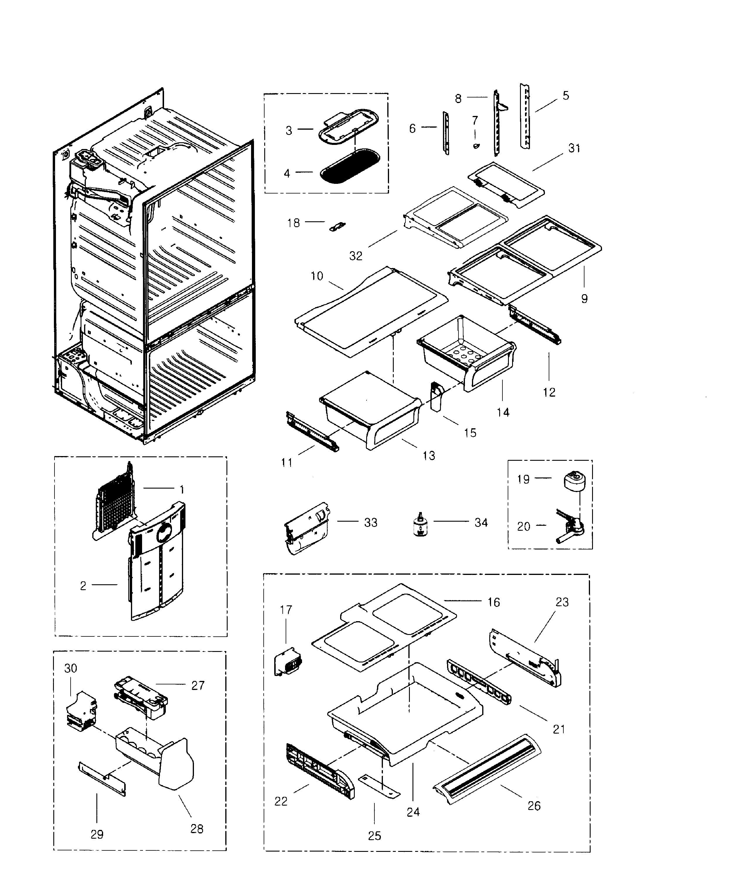 Samsung RF268ABBP/XAA-00 fridge diagram