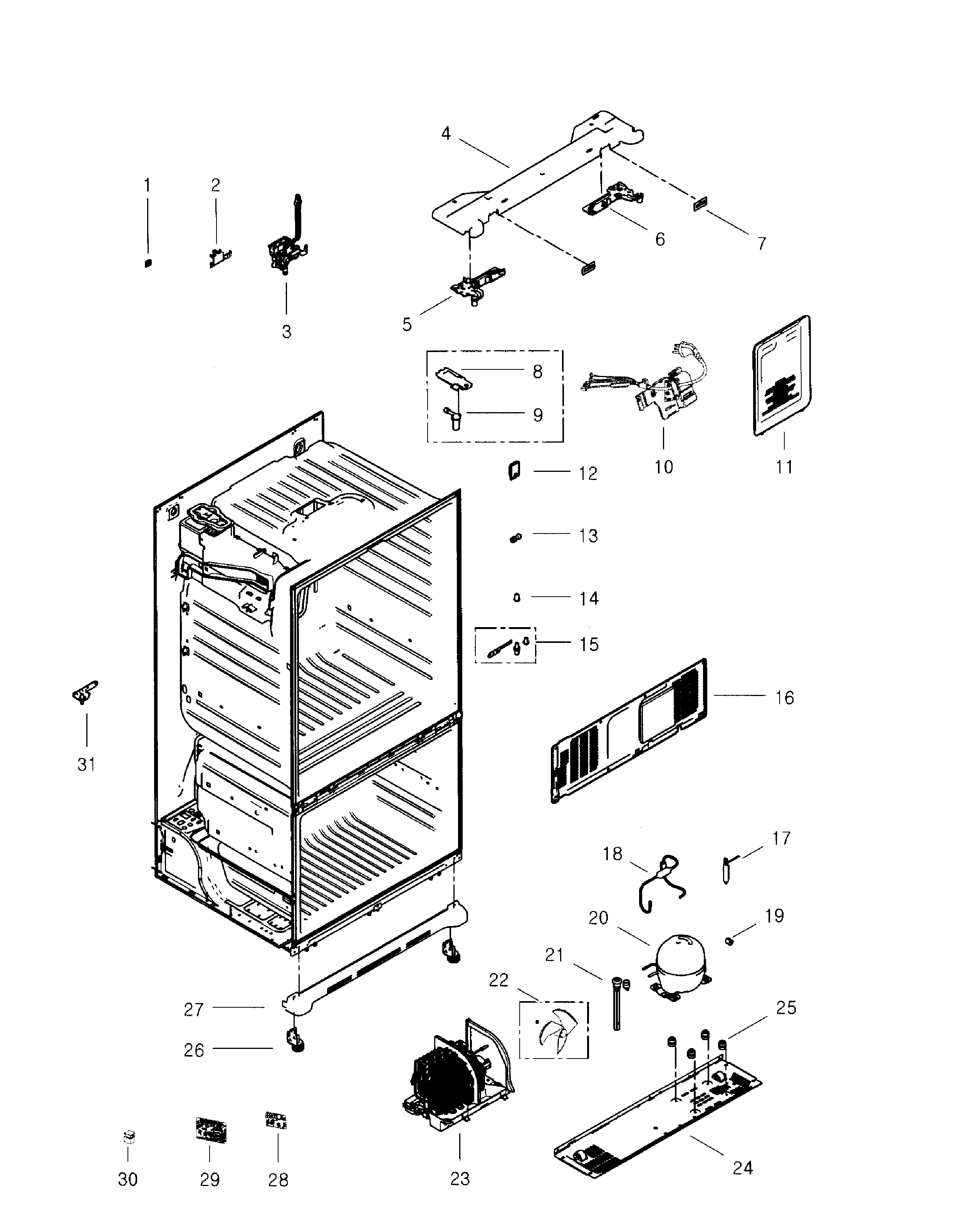 Samsung RF268ABBP/XAA-00 cabinet diagram