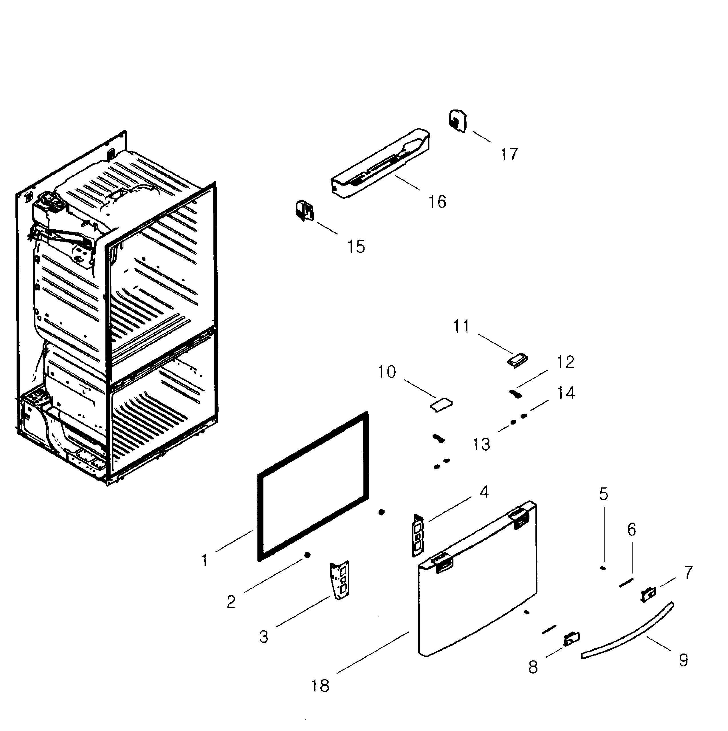Samsung RF268ABBP/XAA-00 freezer door diagram