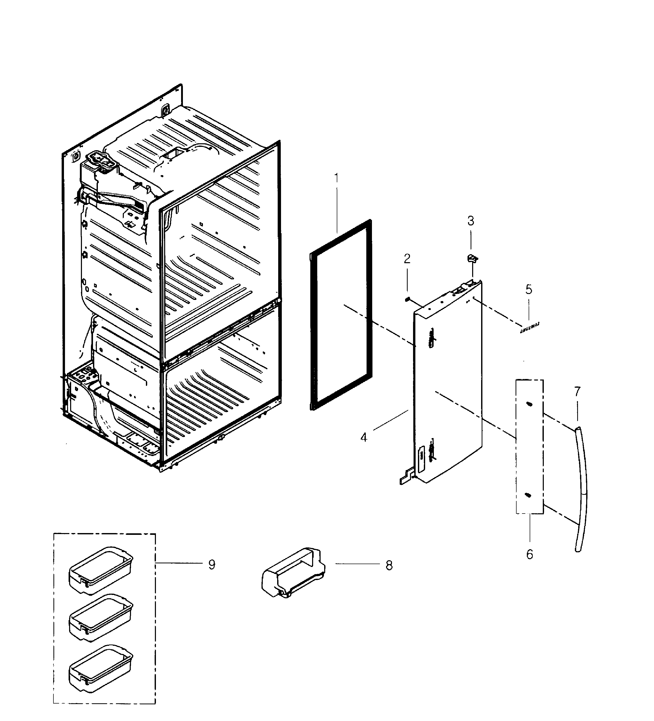 Samsung RF268ABBP/XAA-00 right door diagram