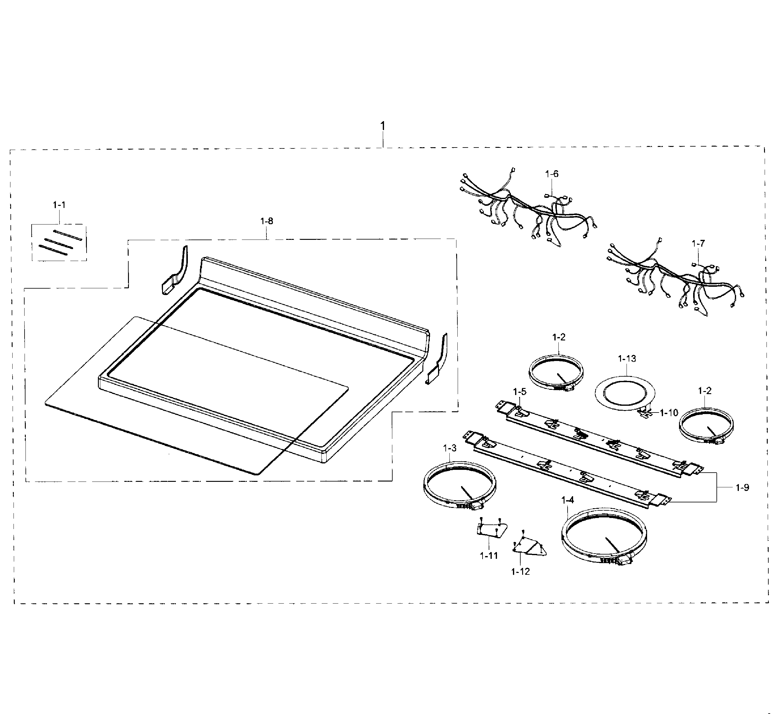 Samsung NE59J3420SW/AA-03 cooktop section diagram