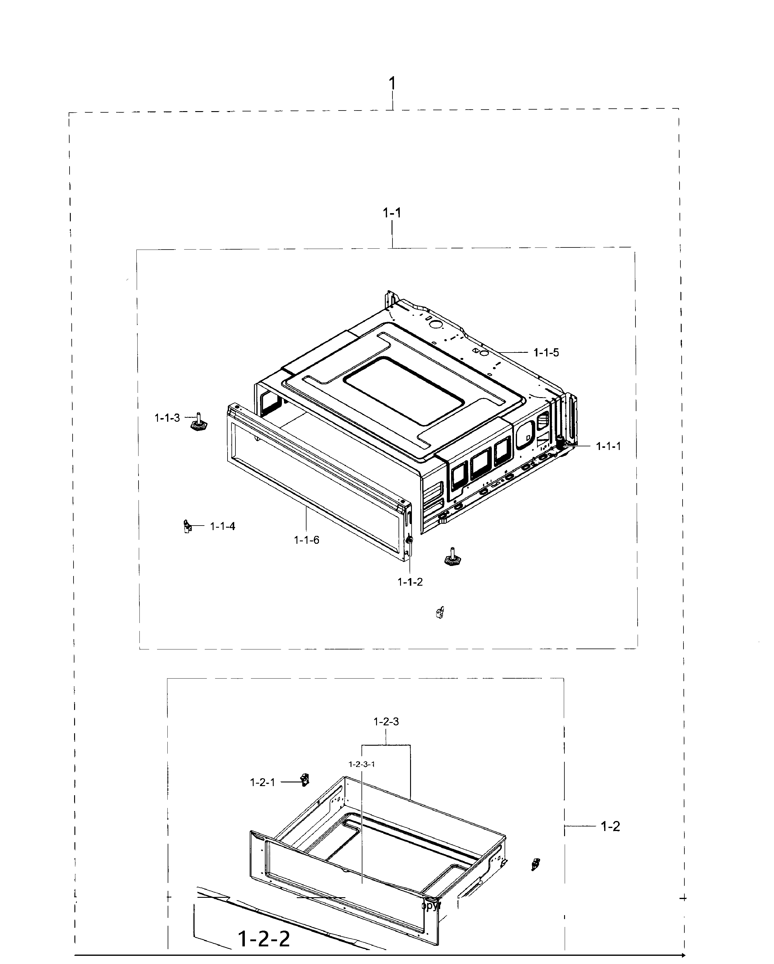 Samsung NE59J3420SW/AA-03 drawer section diagram