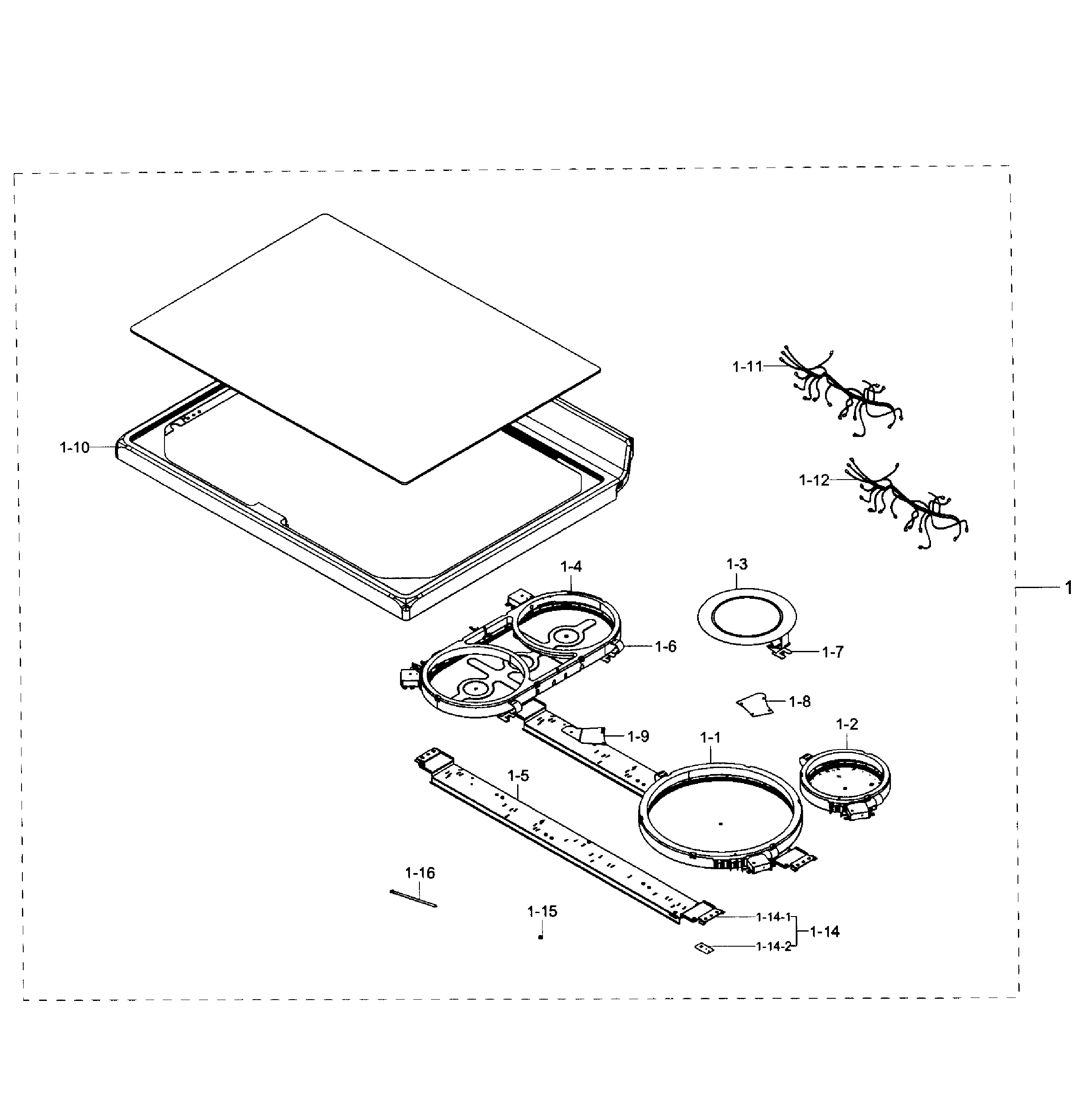 Samsung NE59J7650WS/AA-02 cooktop section diagram