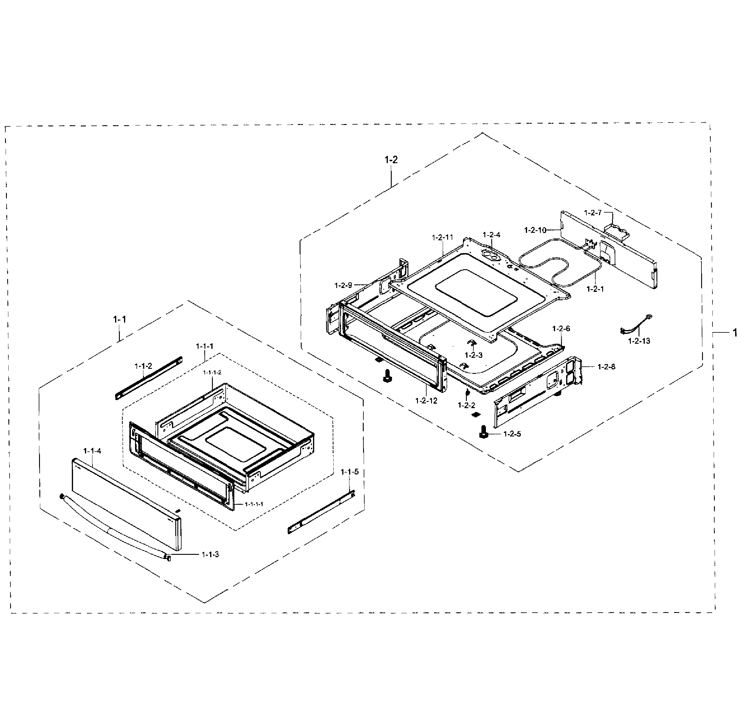 Samsung NE59J7650WS/AA-02 drawer section diagram