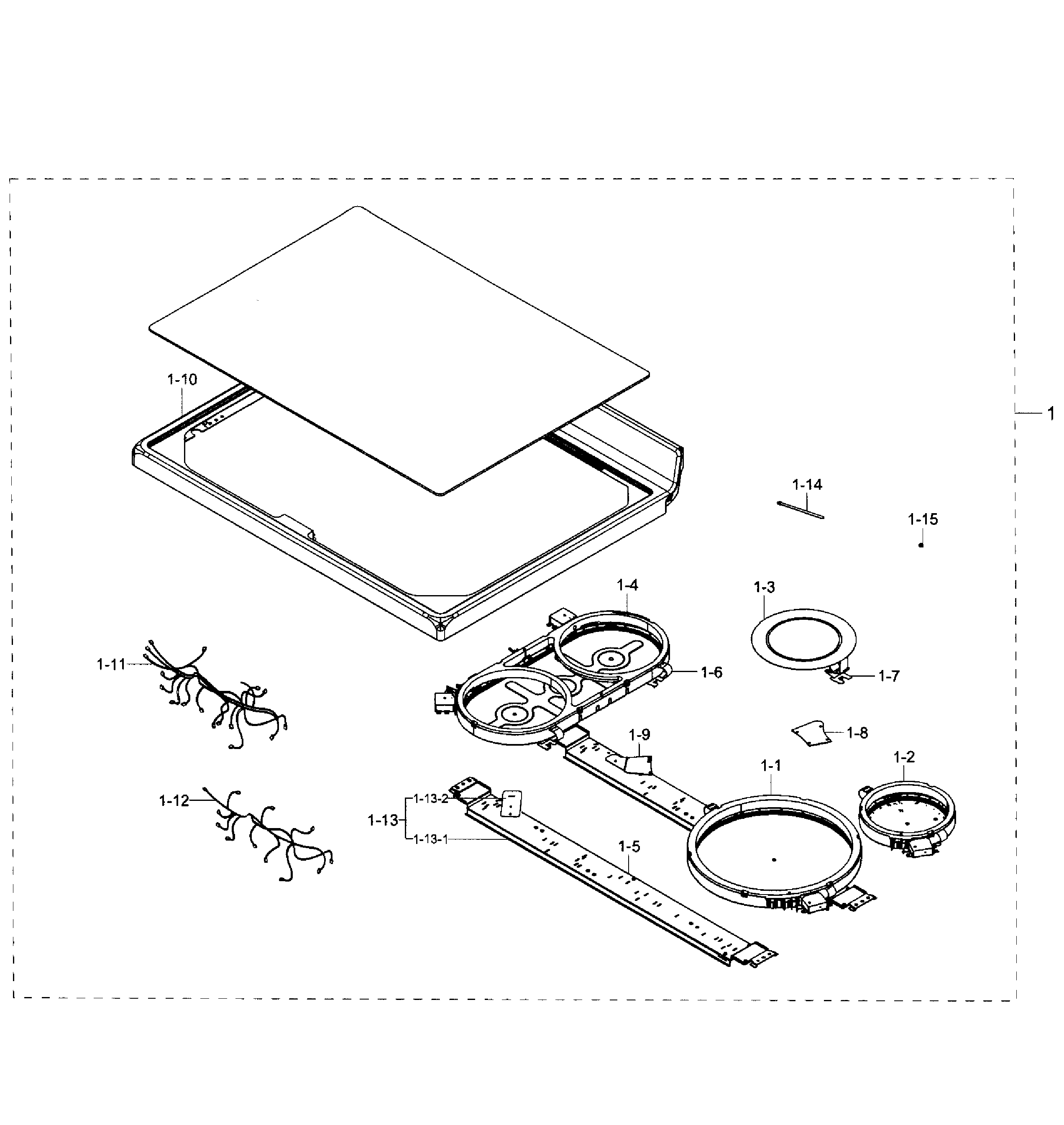 Samsung NE59J7650WS/AA-03 cooktop section diagram