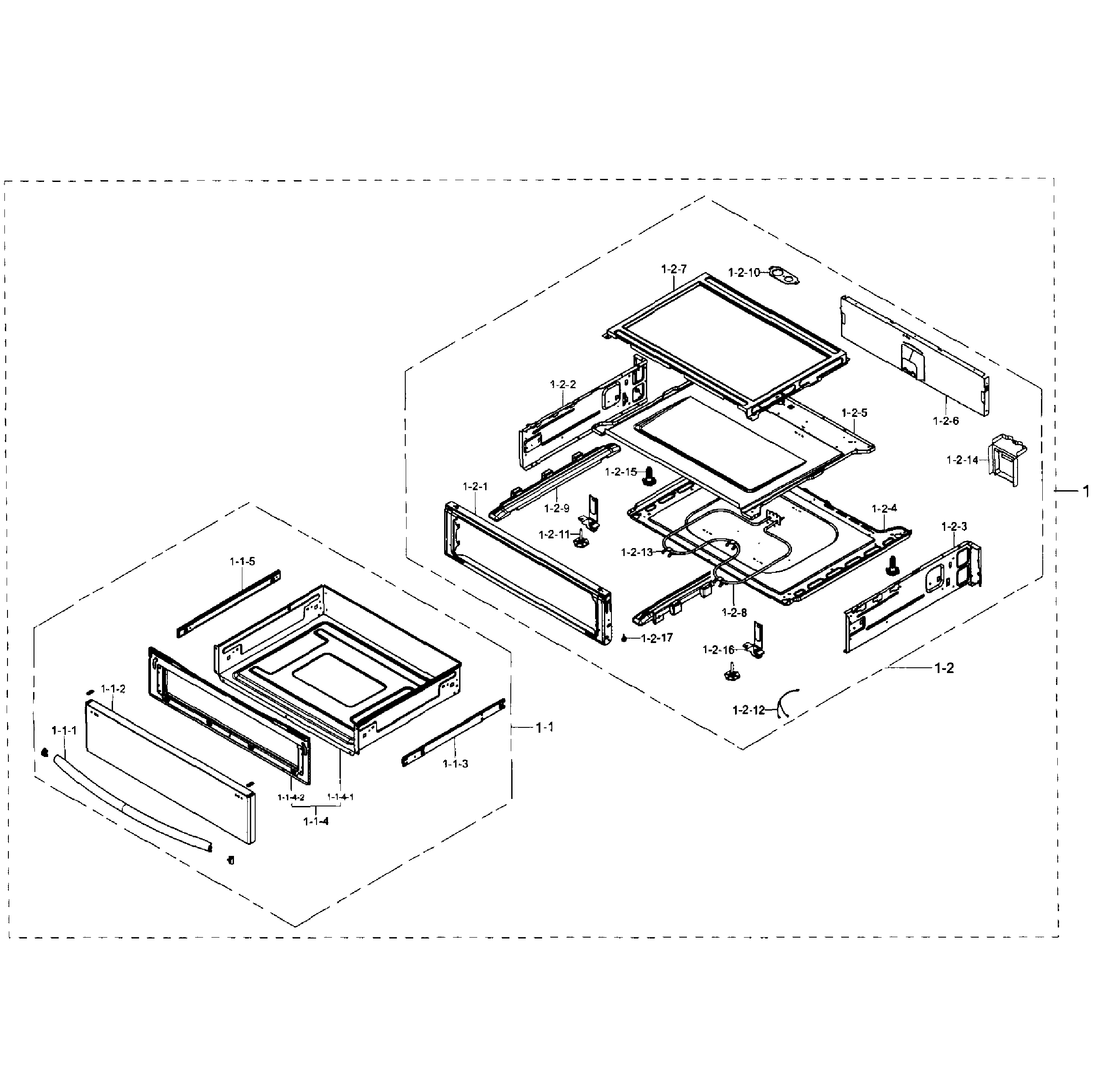 Samsung NE59J7750WS/AA-02 drawer section diagram