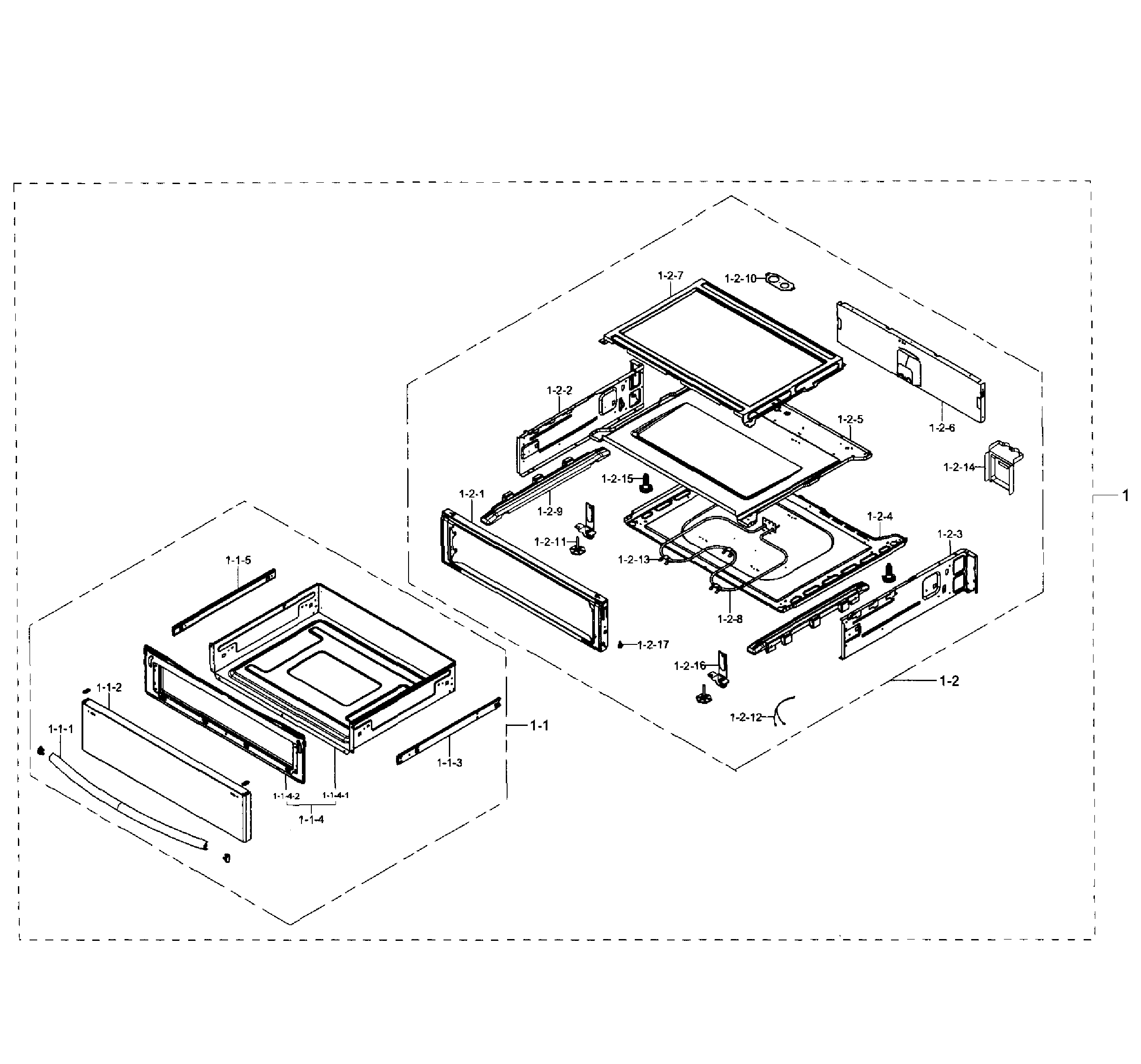 Samsung NE59J7850WG/AA-02 drawer section diagram