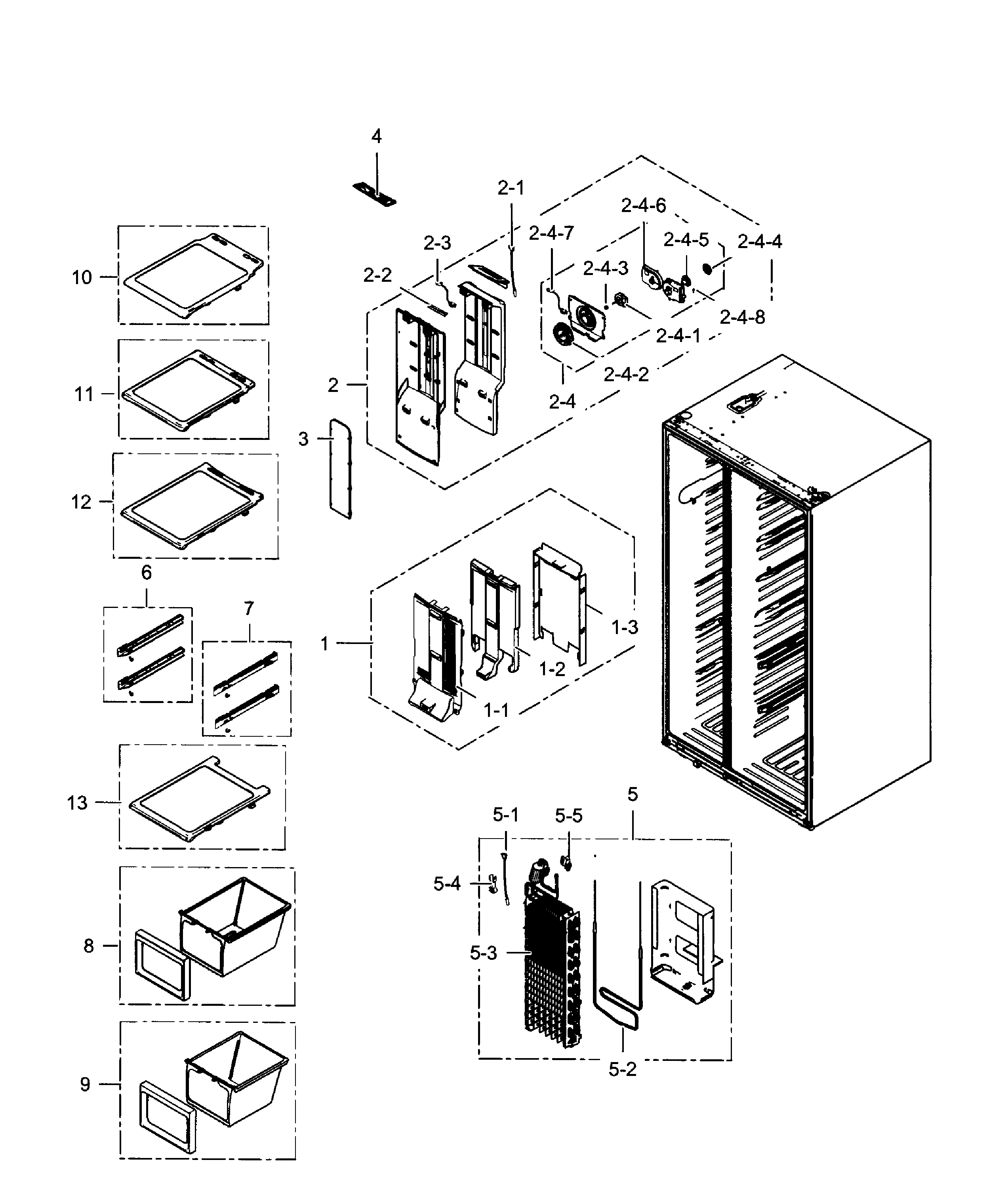 Samsung RS267TDRS/XAA-00 freezer diagram