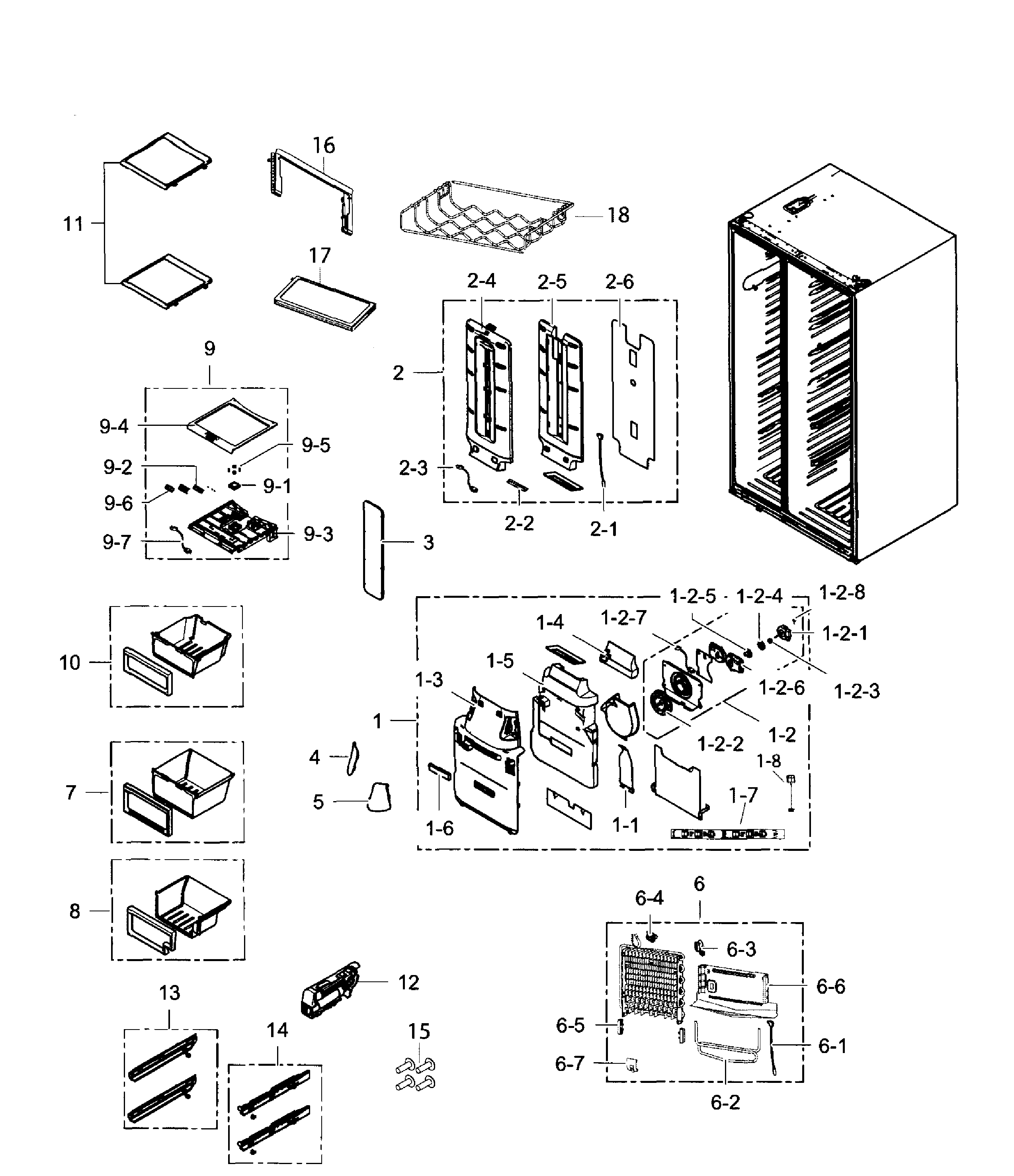 Samsung RS267TDRS/XAA-00 fridge diagram
