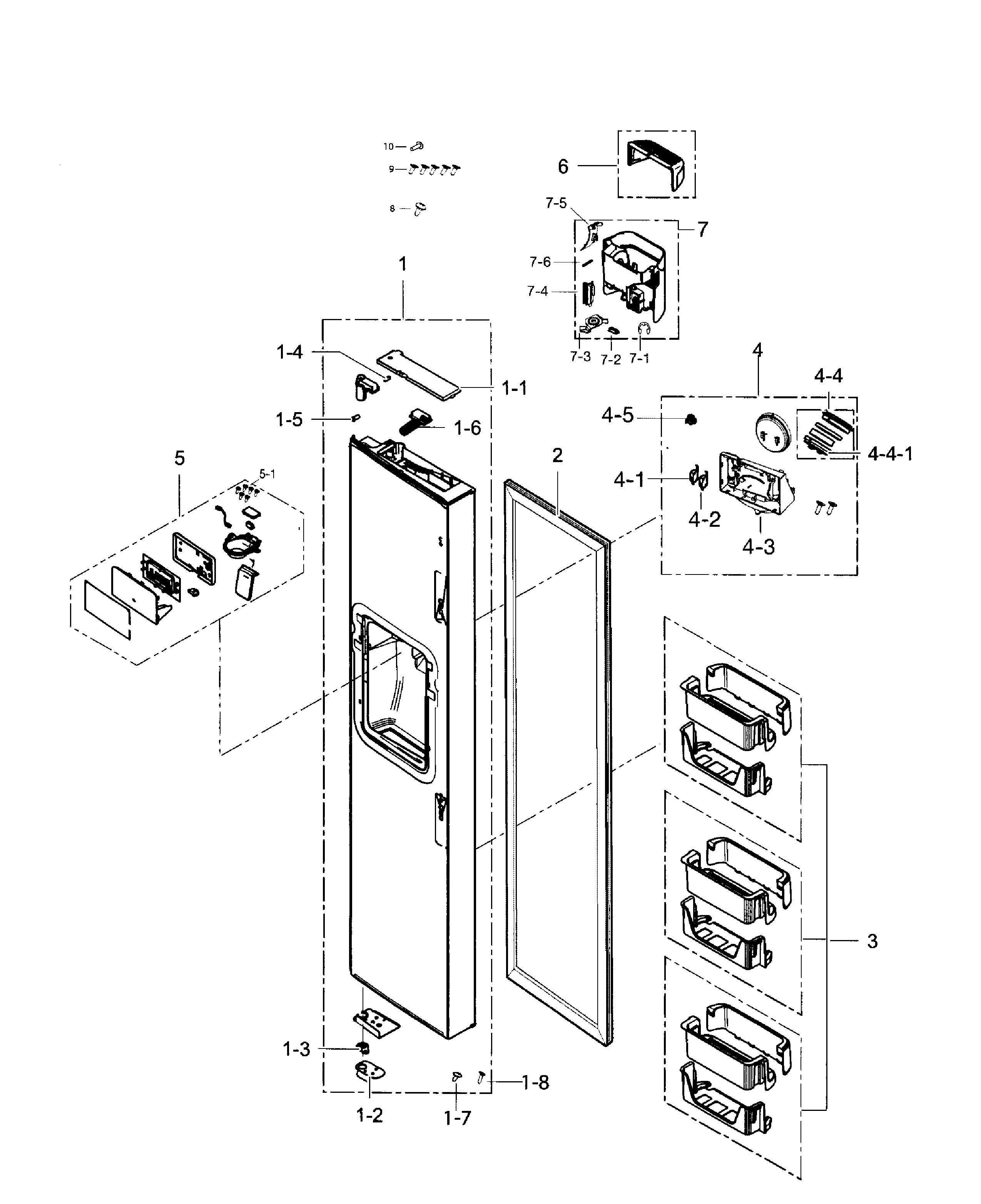 Samsung RS267TDRS/XAA-00 left door diagram