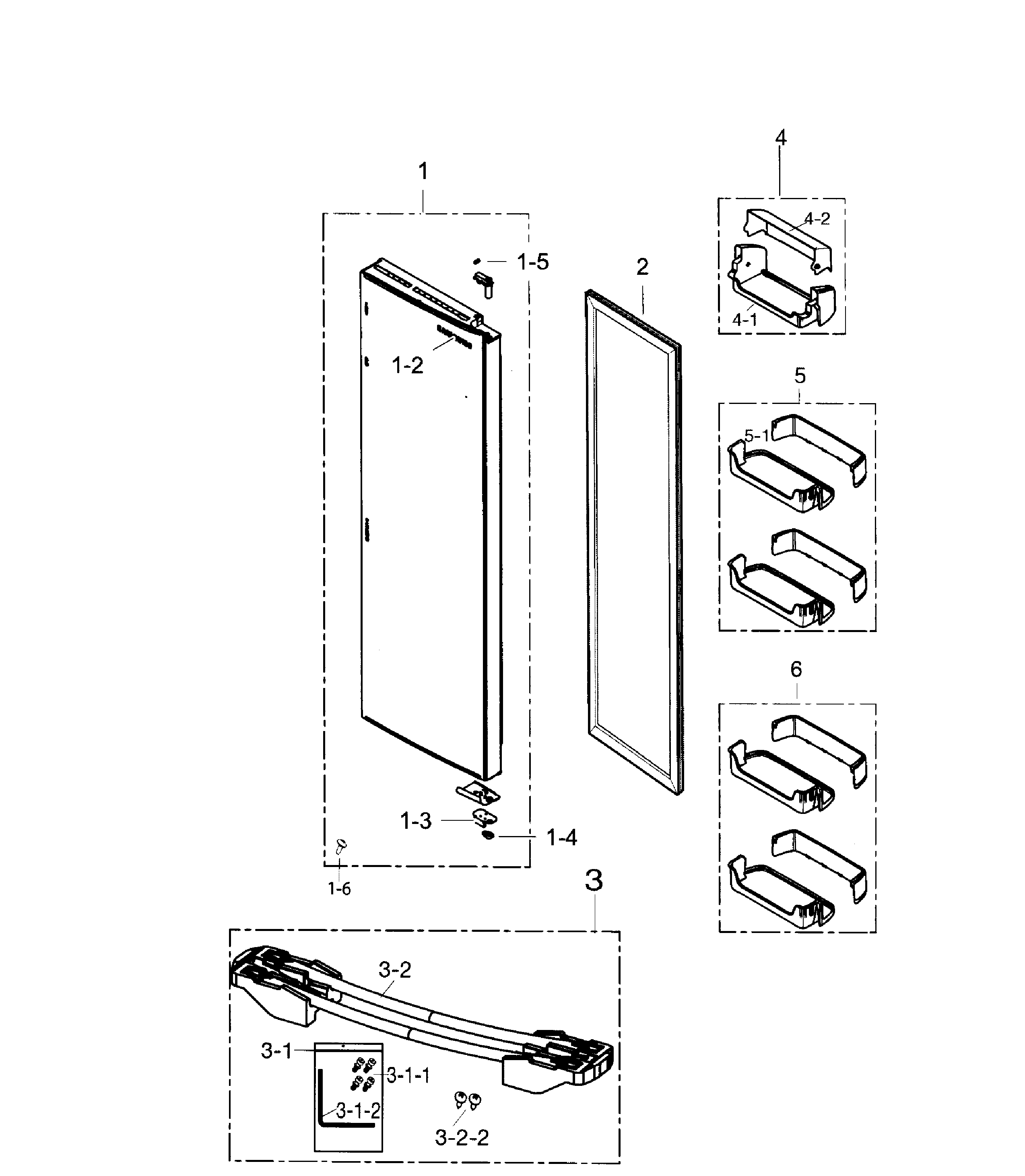 Samsung RS267TDRS/XAA-00 right door diagram