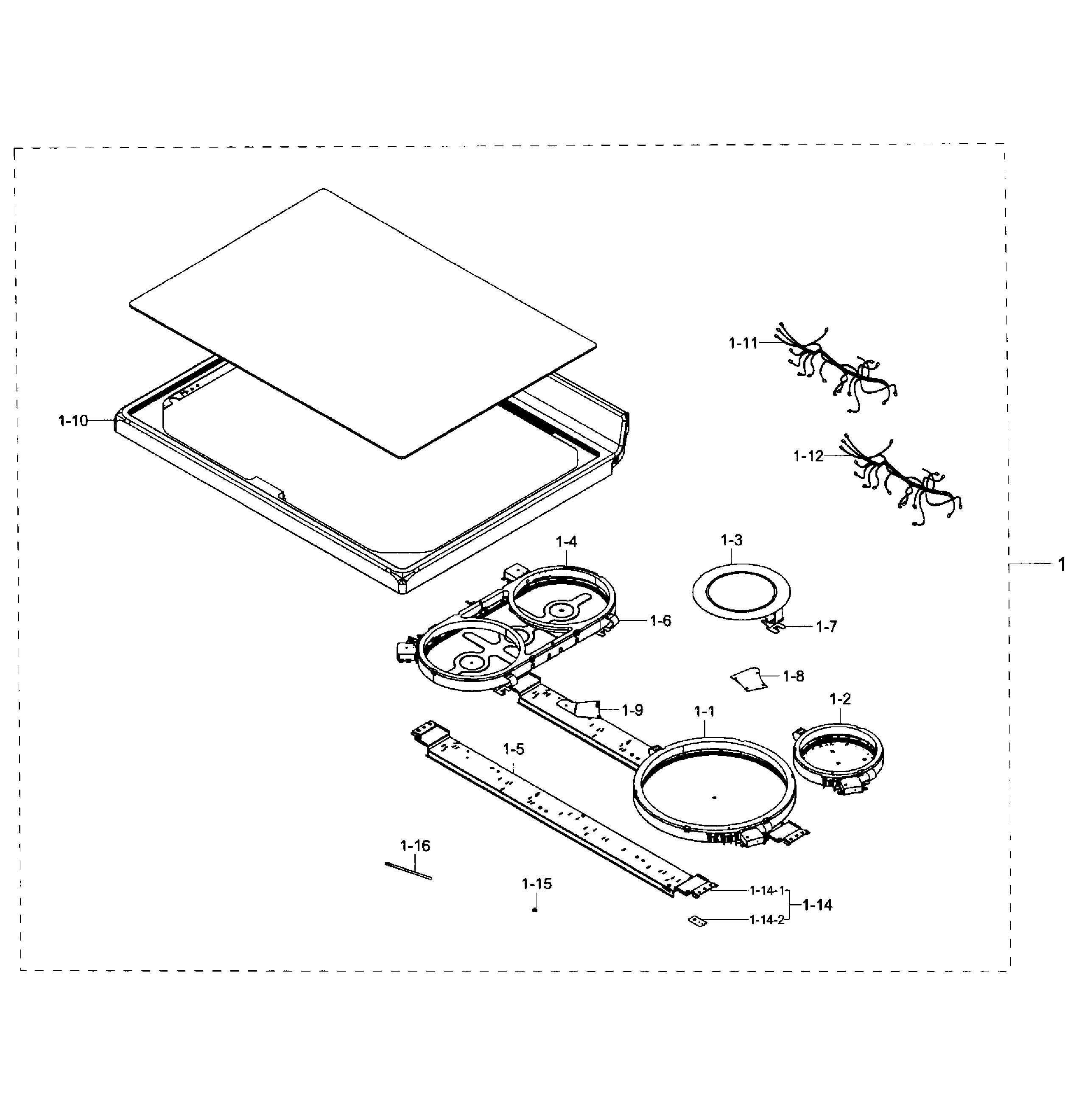 Samsung NE59J7850WS/AA-01 cooktop section diagram