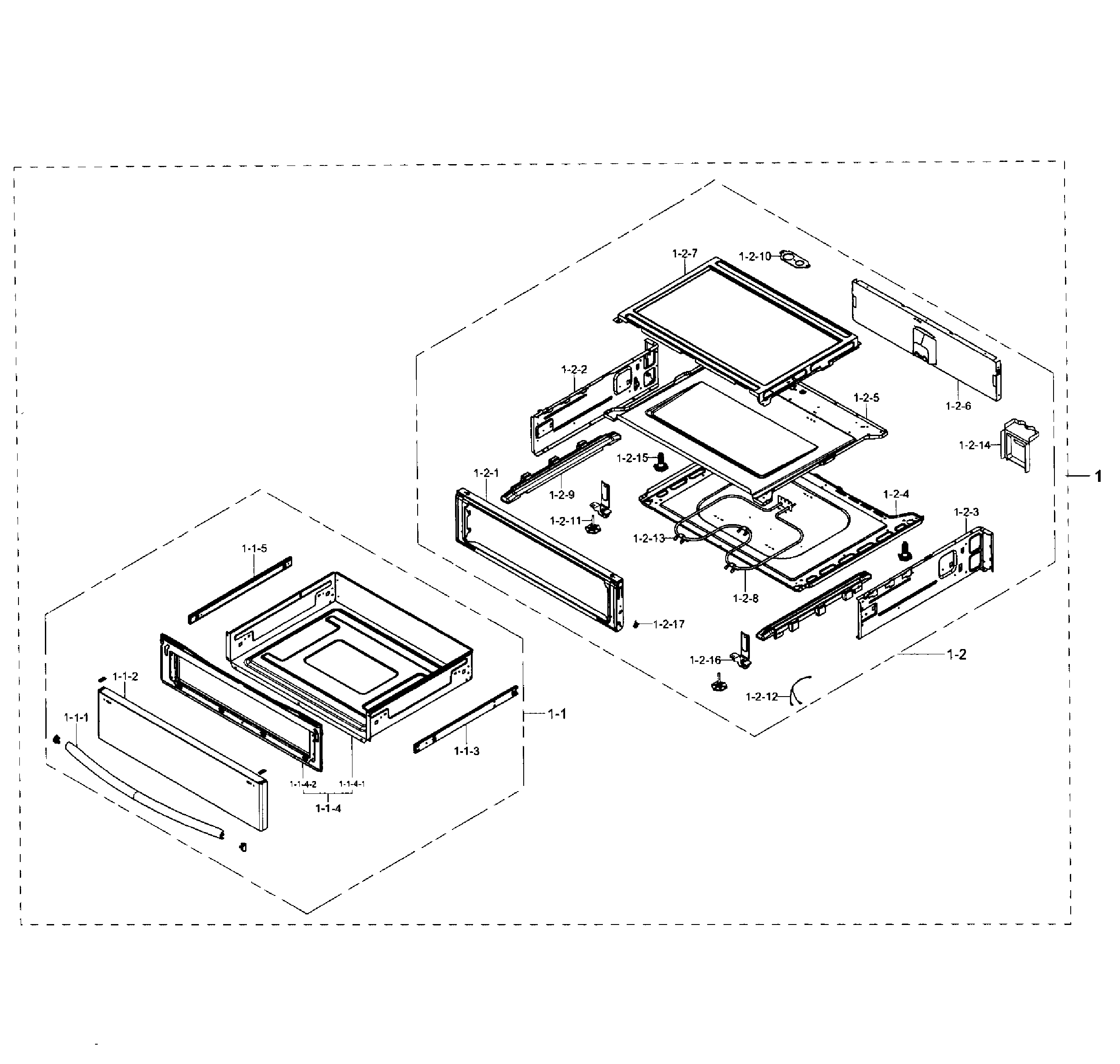 Samsung NE59J7850WS/AA-01 drawer section diagram