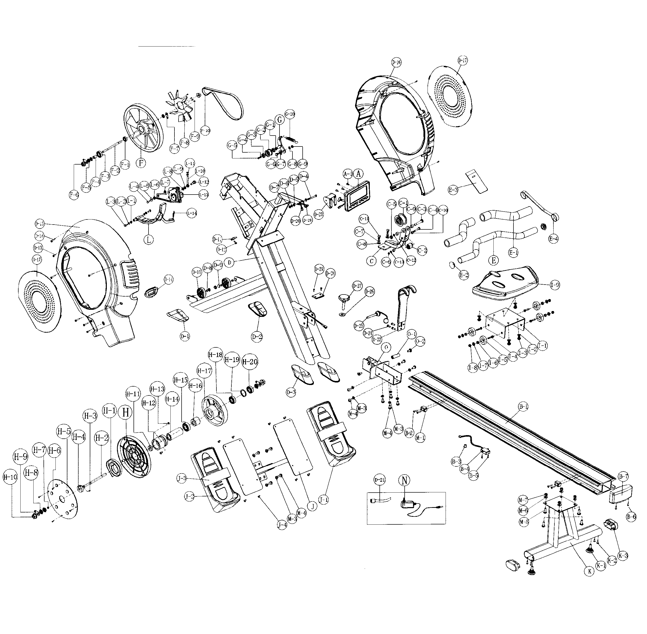 BH Fitness S1RW main asy diagram