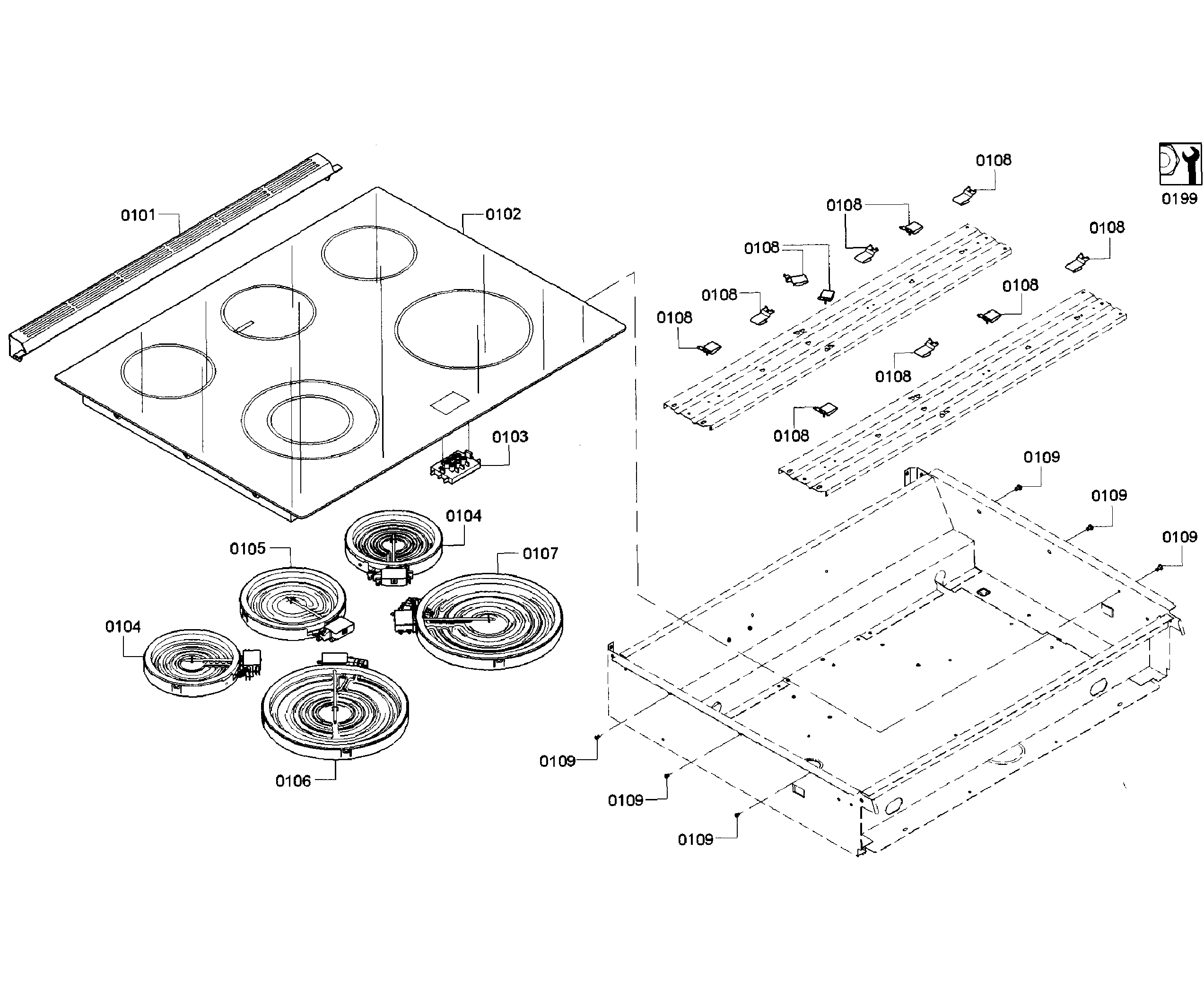 Bosch HEI8054U/02 cooktop diagram