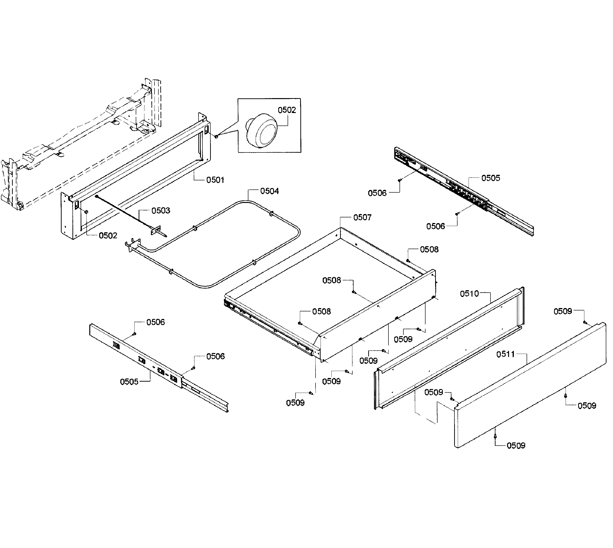 Bosch HEI8054U/02 drawer diagram