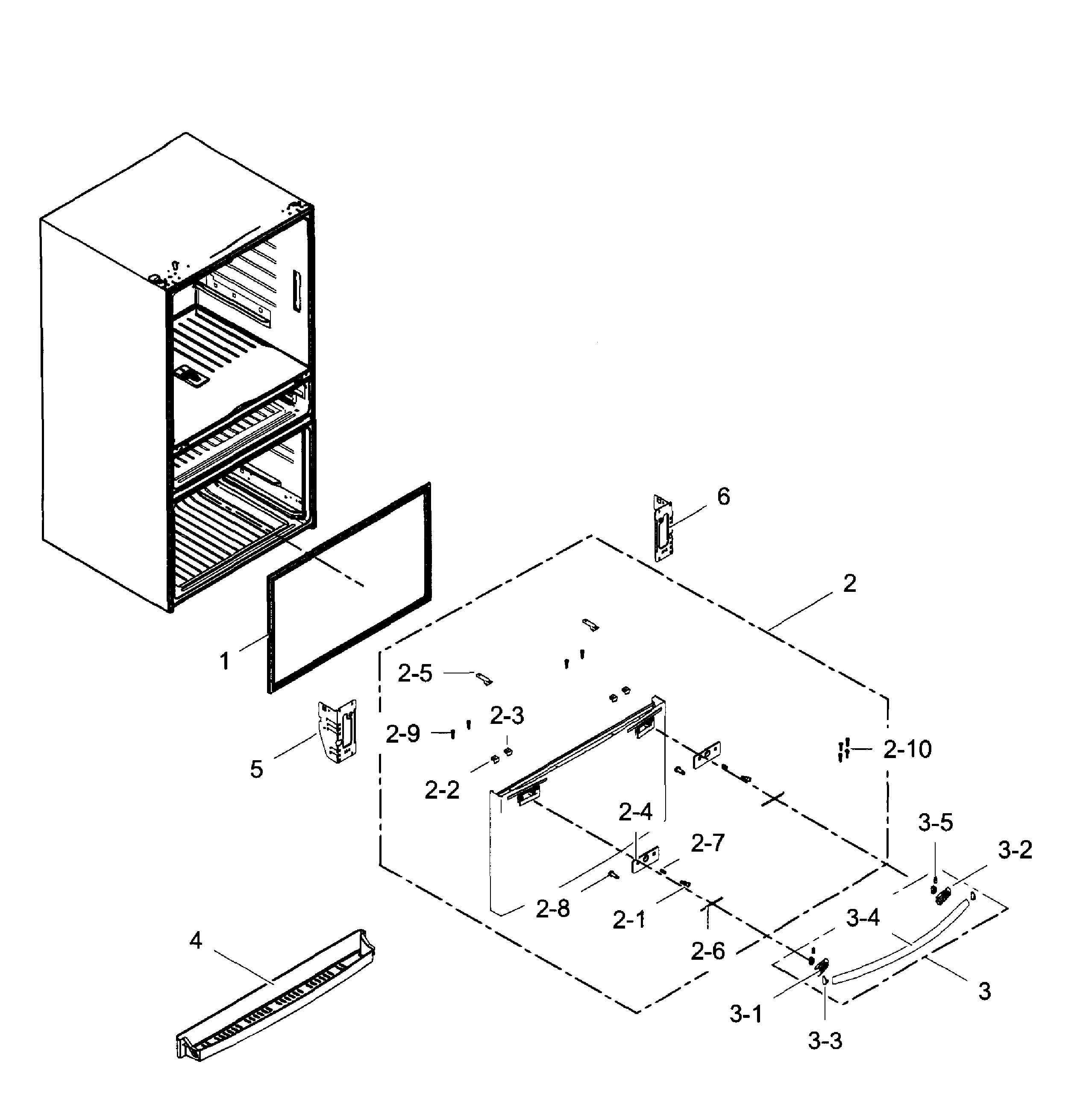 Samsung RF28HMEDBSR/AA-09 freezer door diagram