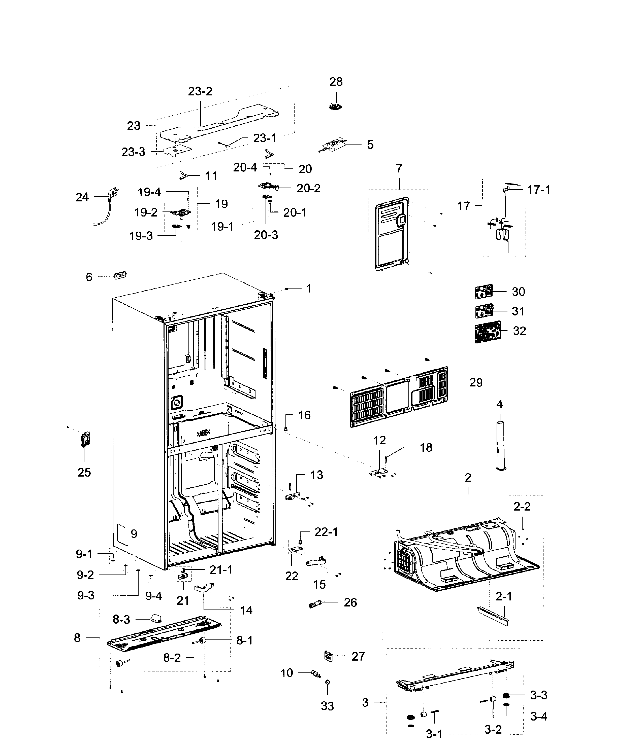 Samsung RF23J9011SR/AA-06 cabinet diagram