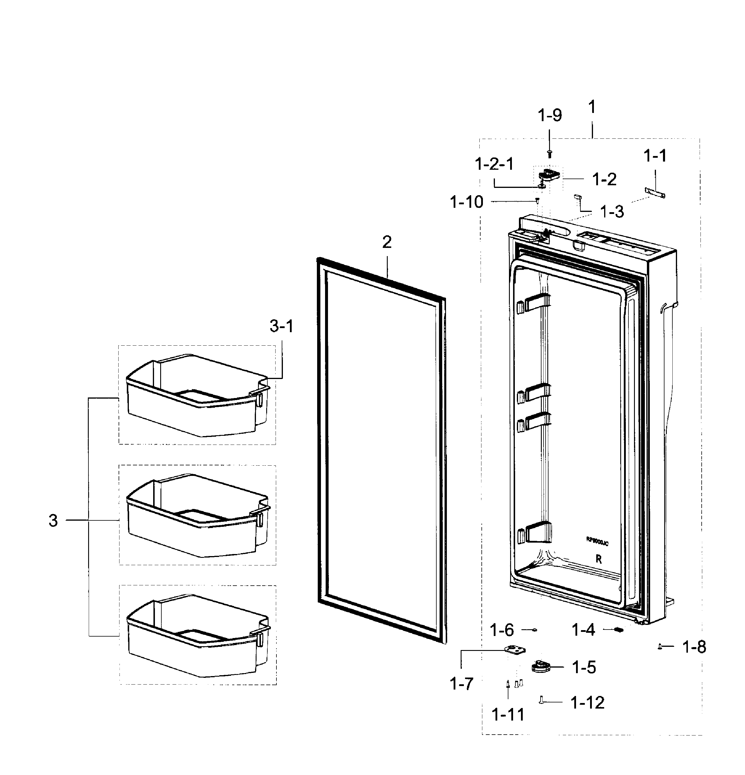Samsung RF23J9011SR/AA-06 fridge door r diagram