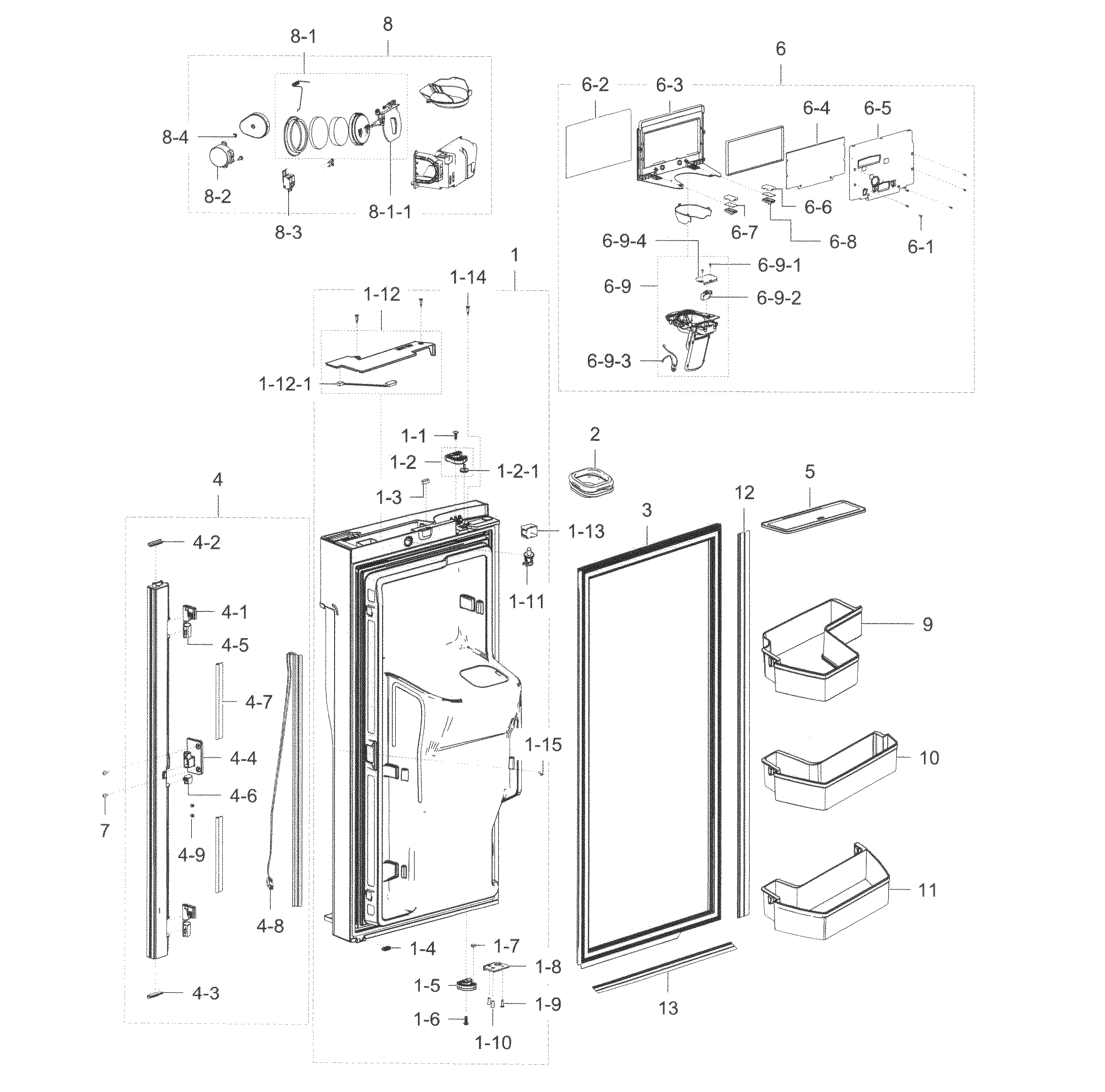 Samsung RF32FMQDBSR/AA-10 fridge door l diagram