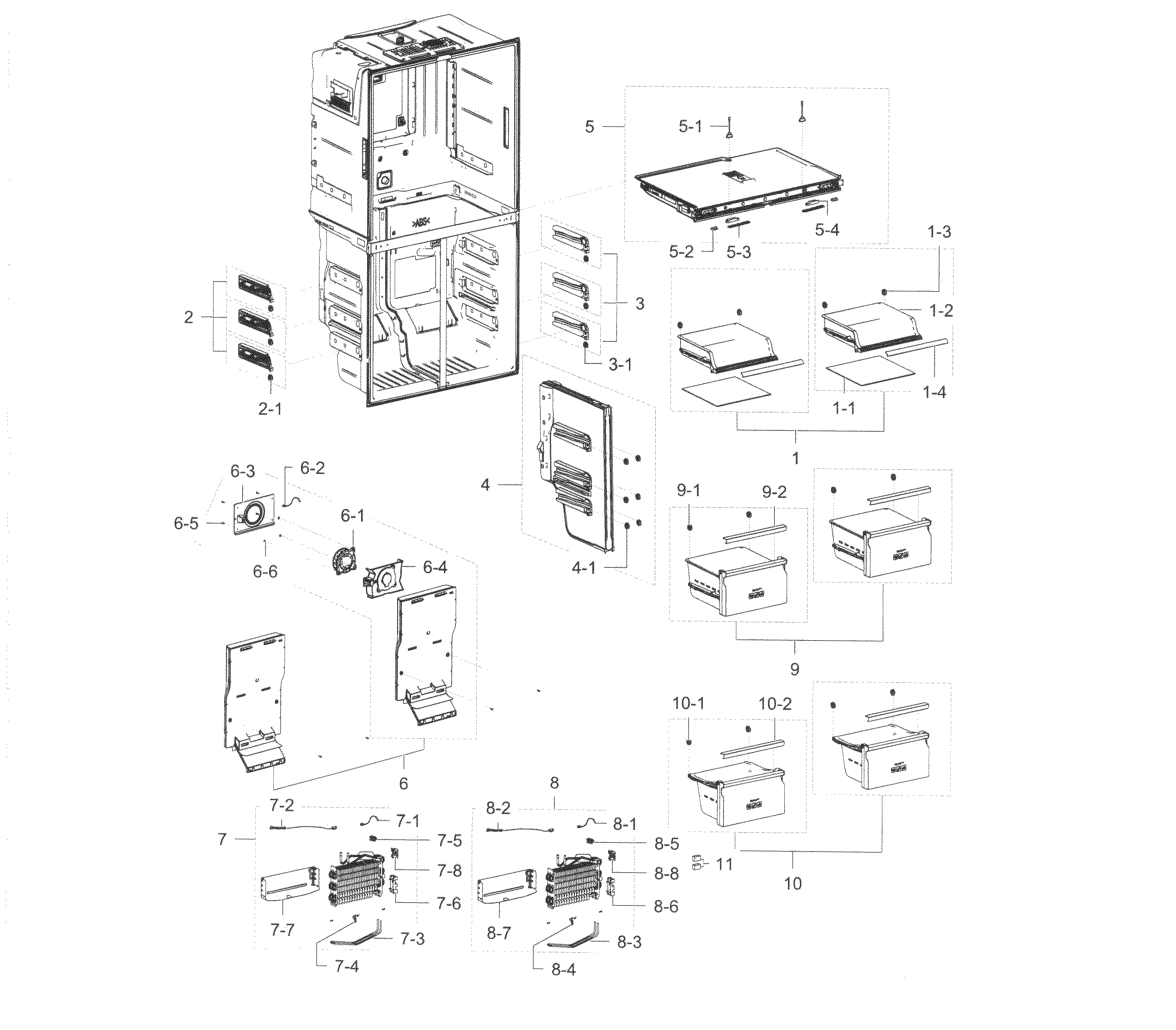 Samsung RF23J9011SG/AA-00 freezer diagram