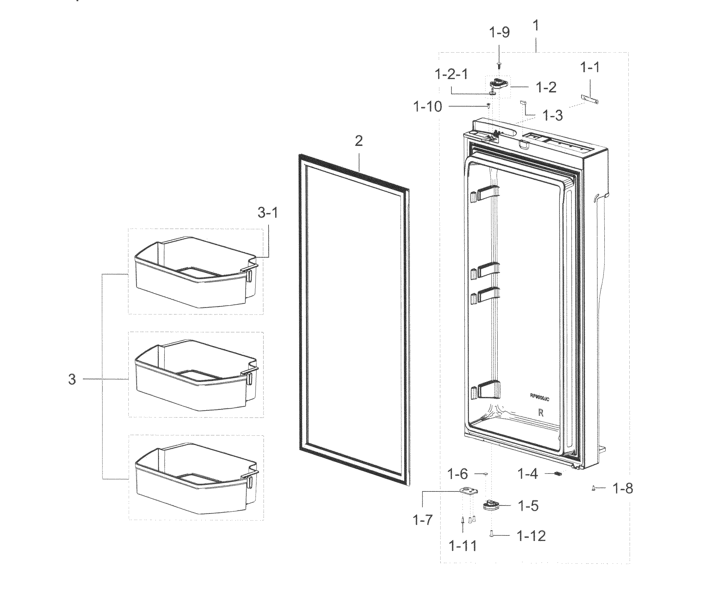 Samsung RF23J9011SG/AA-00 fridge door r diagram