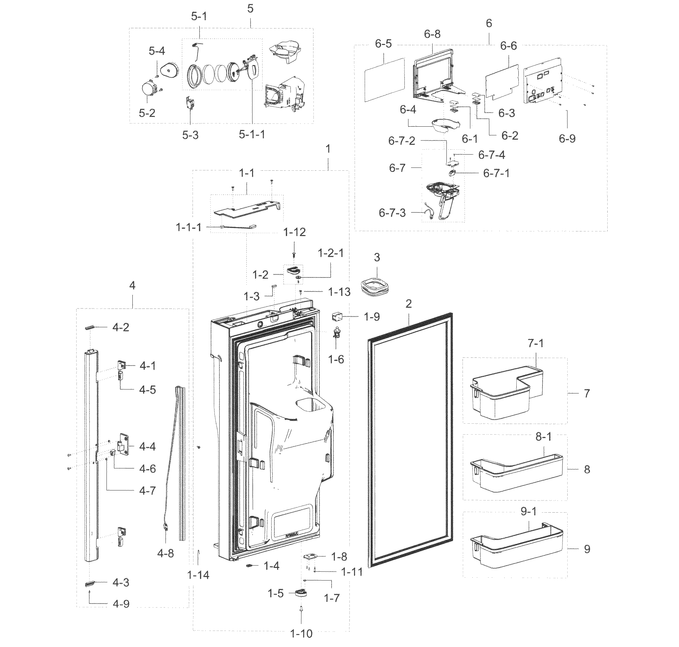 Samsung RF23J9011SG/AA-00 fridge door l diagram