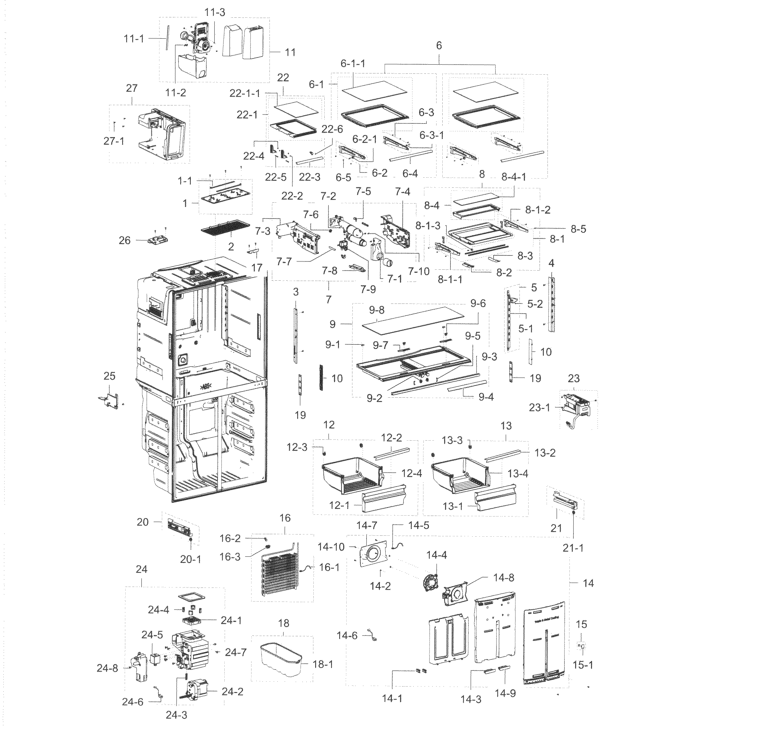 Samsung RF23J9011SG/AA-01 fridge / icemaker diagram