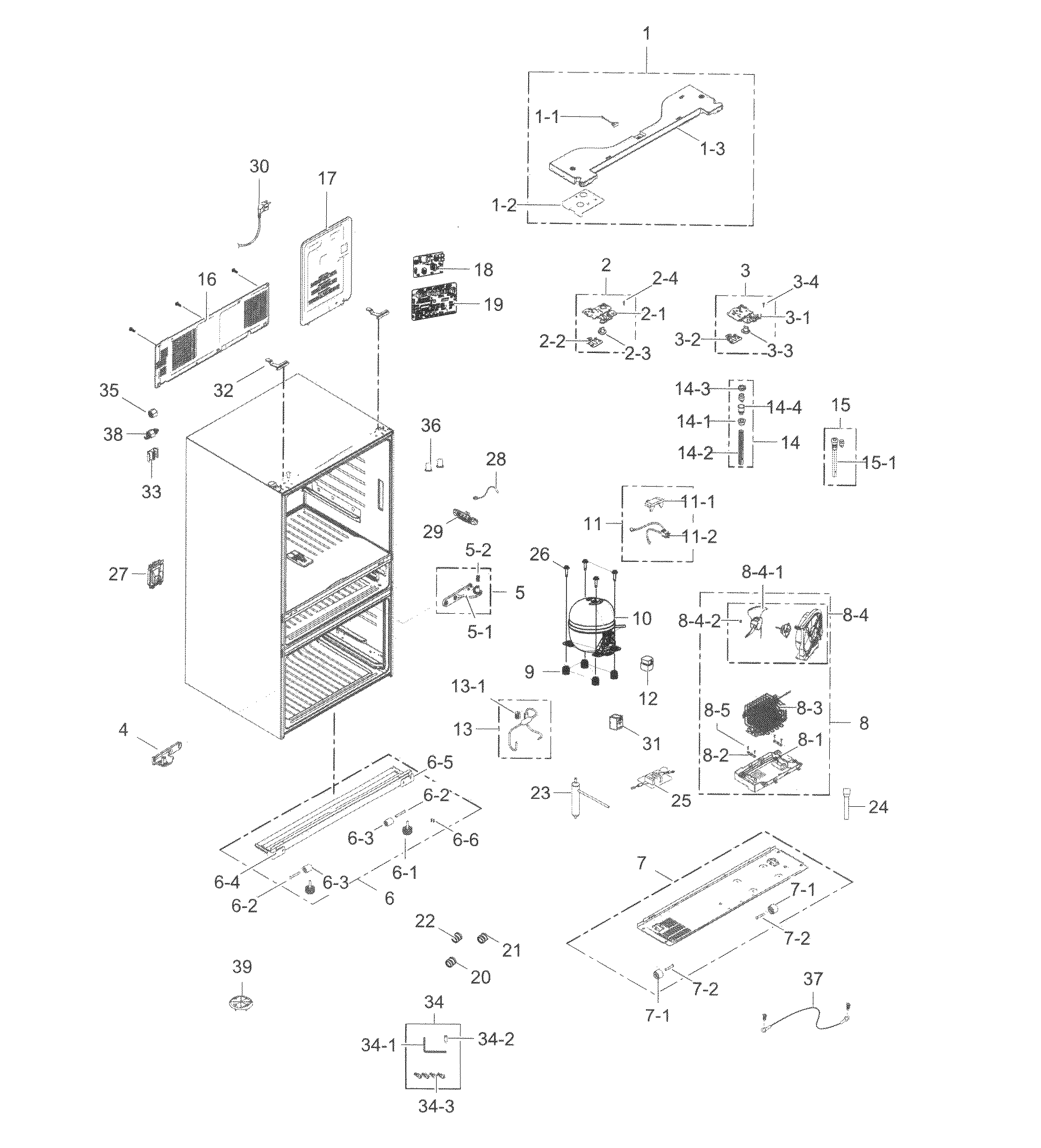 Samsung RF31FMESBSR/AA-07 cabinet diagram