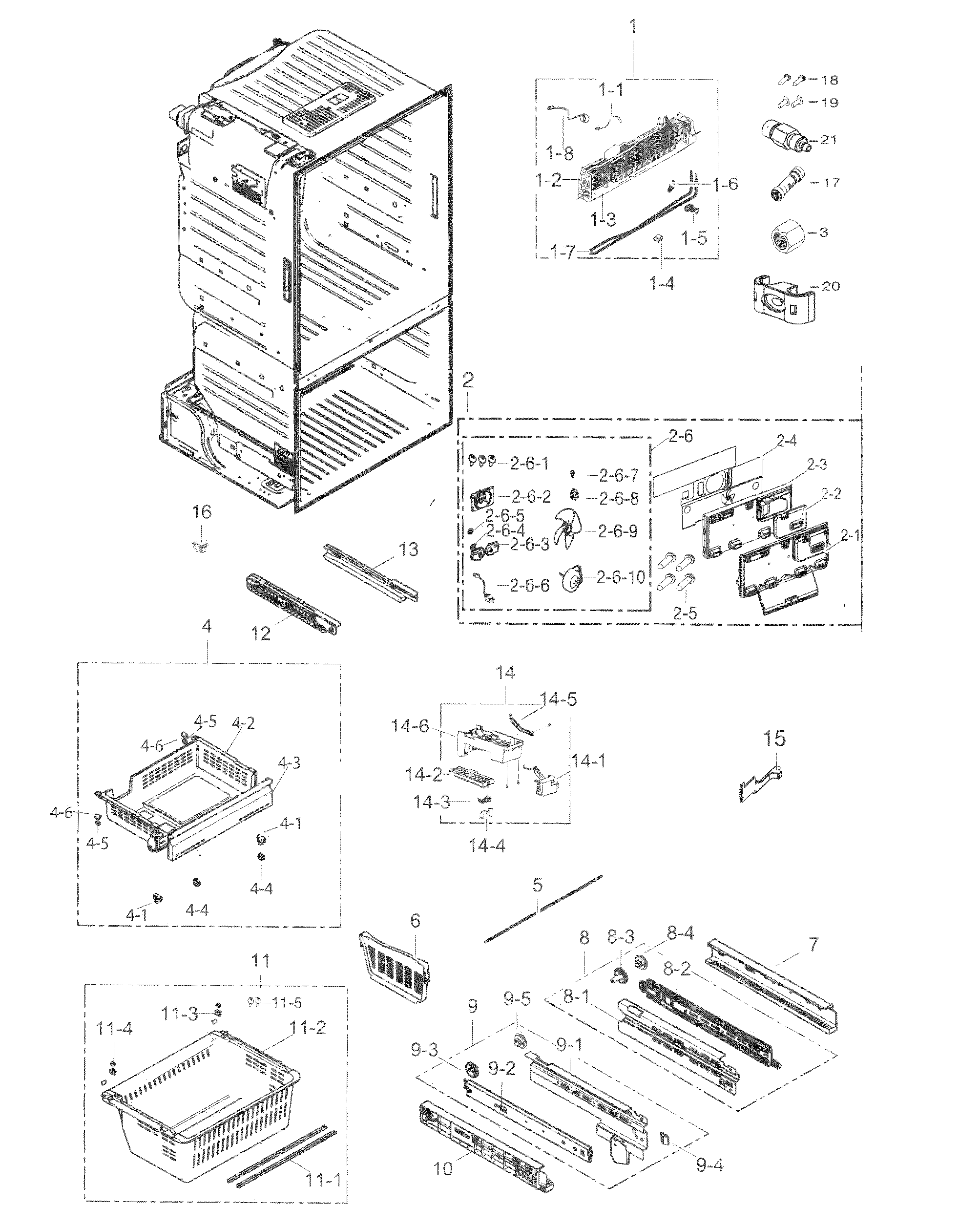 Samsung RF263BEAEBC/AA-02 freezer / icemaker diagram