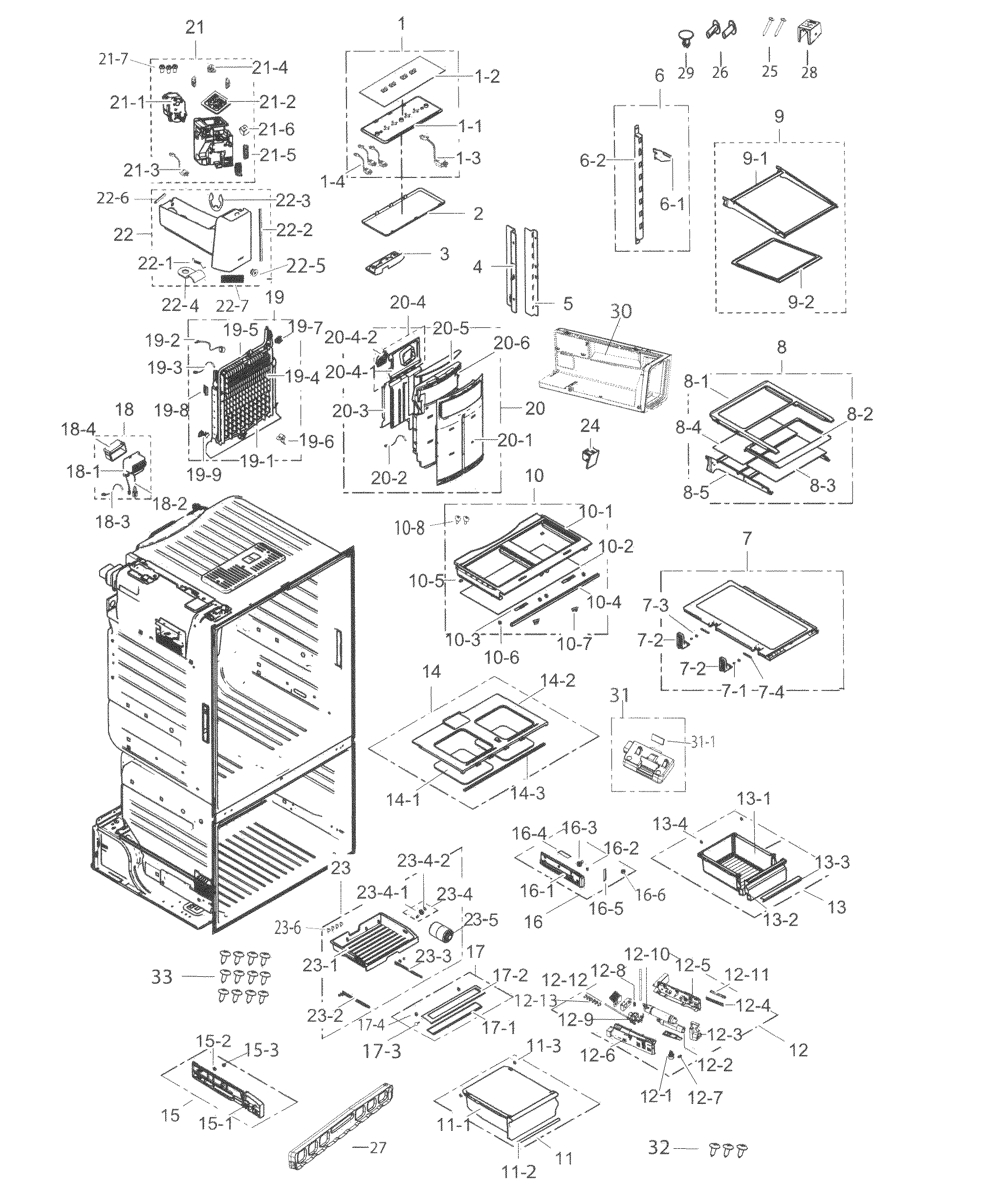 Samsung RF263BEAEBC/AA-02 fridge diagram