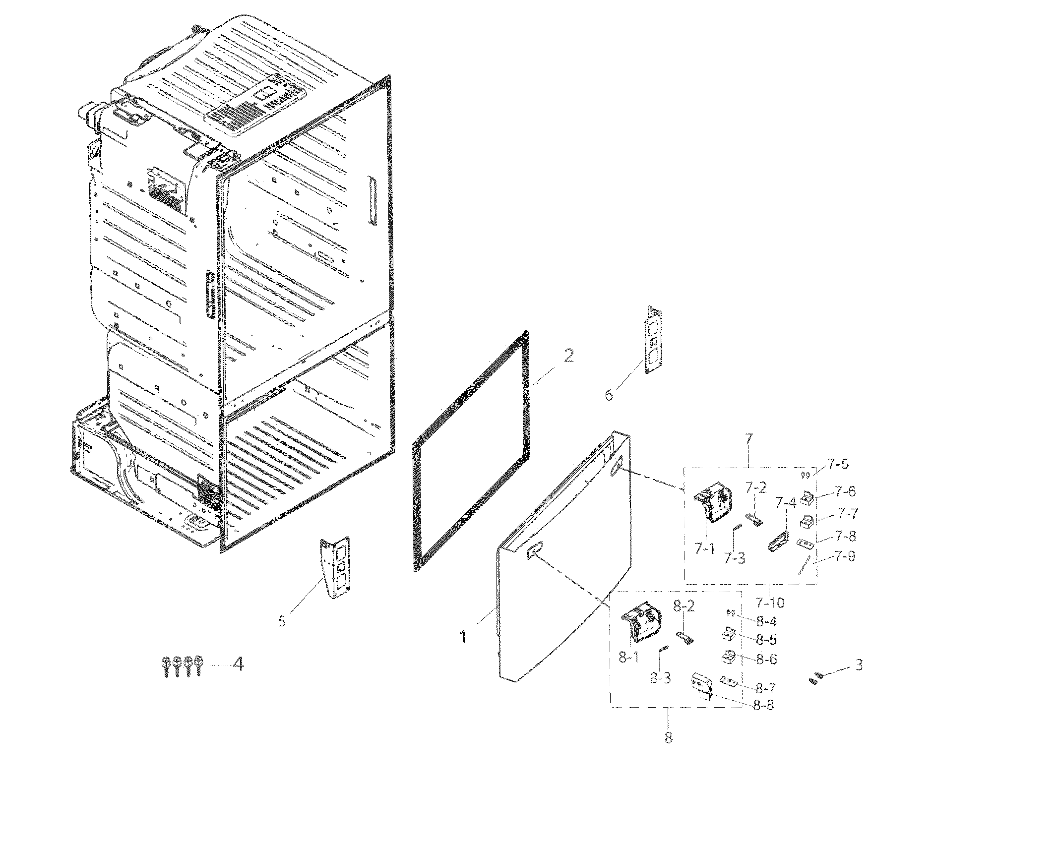 Samsung RF263BEAEBC/AA-02 freezer door diagram