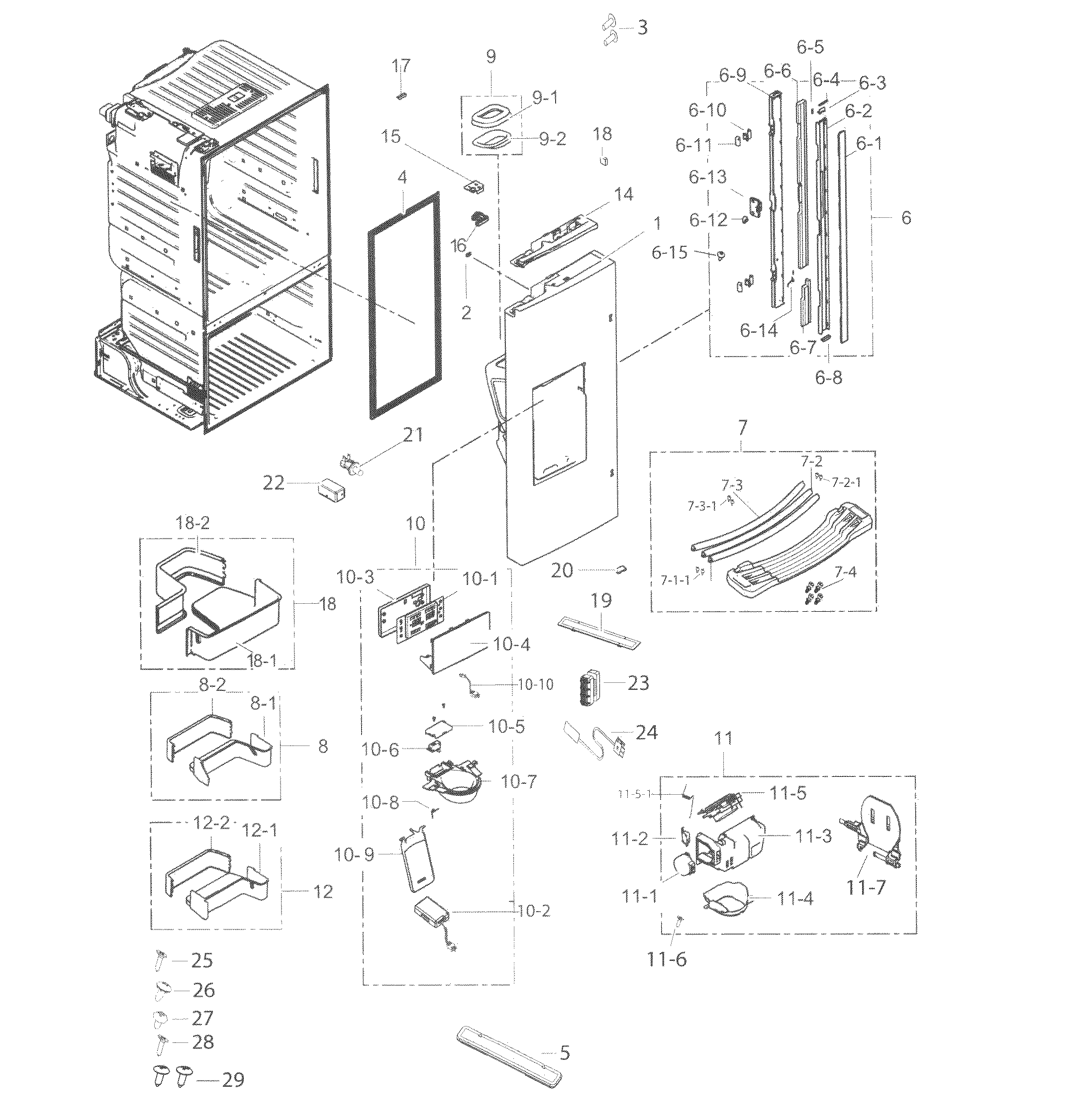 Samsung RF263BEAEBC/AA-02 flexzone door diagram