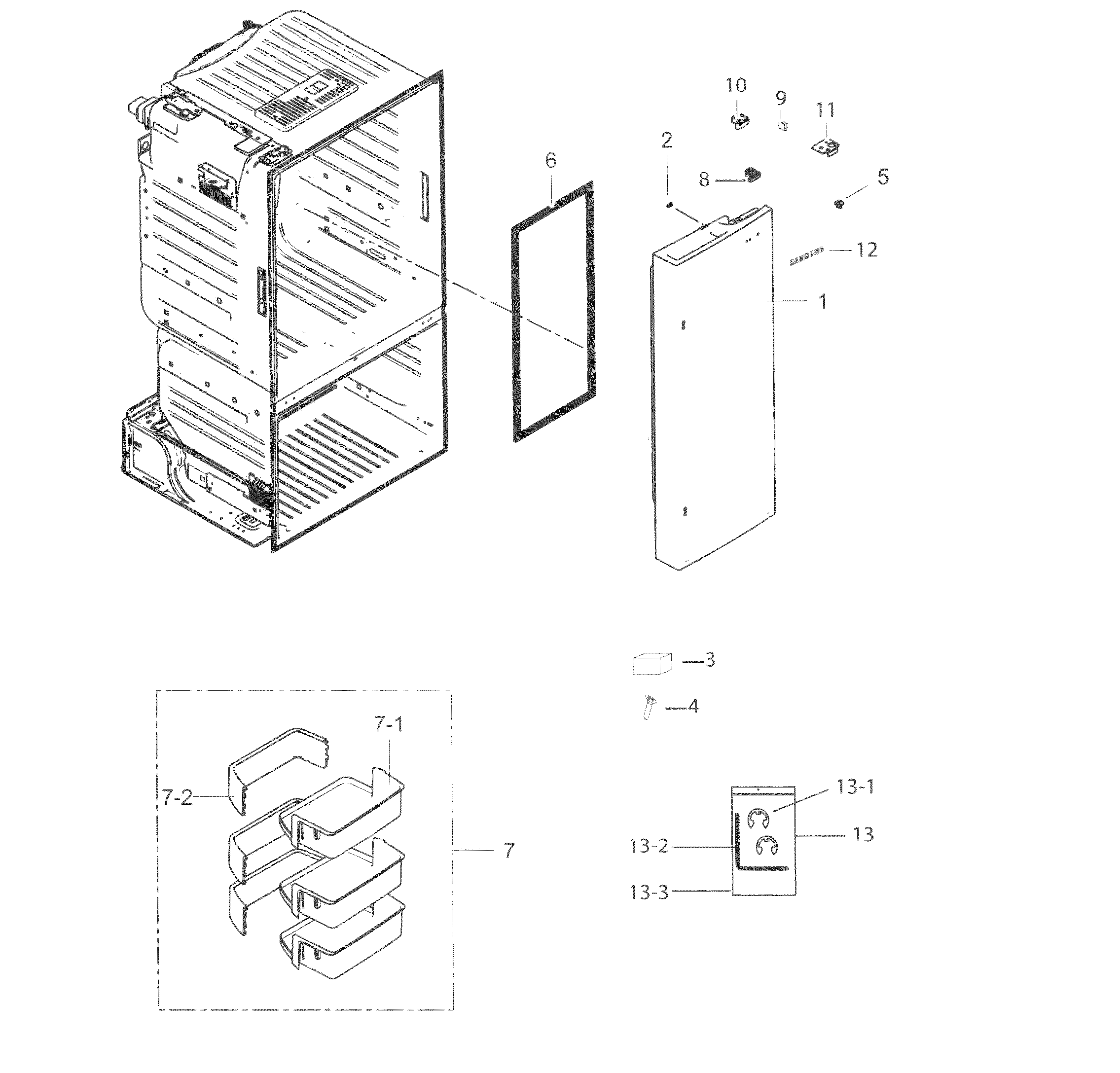 Samsung RF263BEAEBC/AA-02 fridge door l diagram