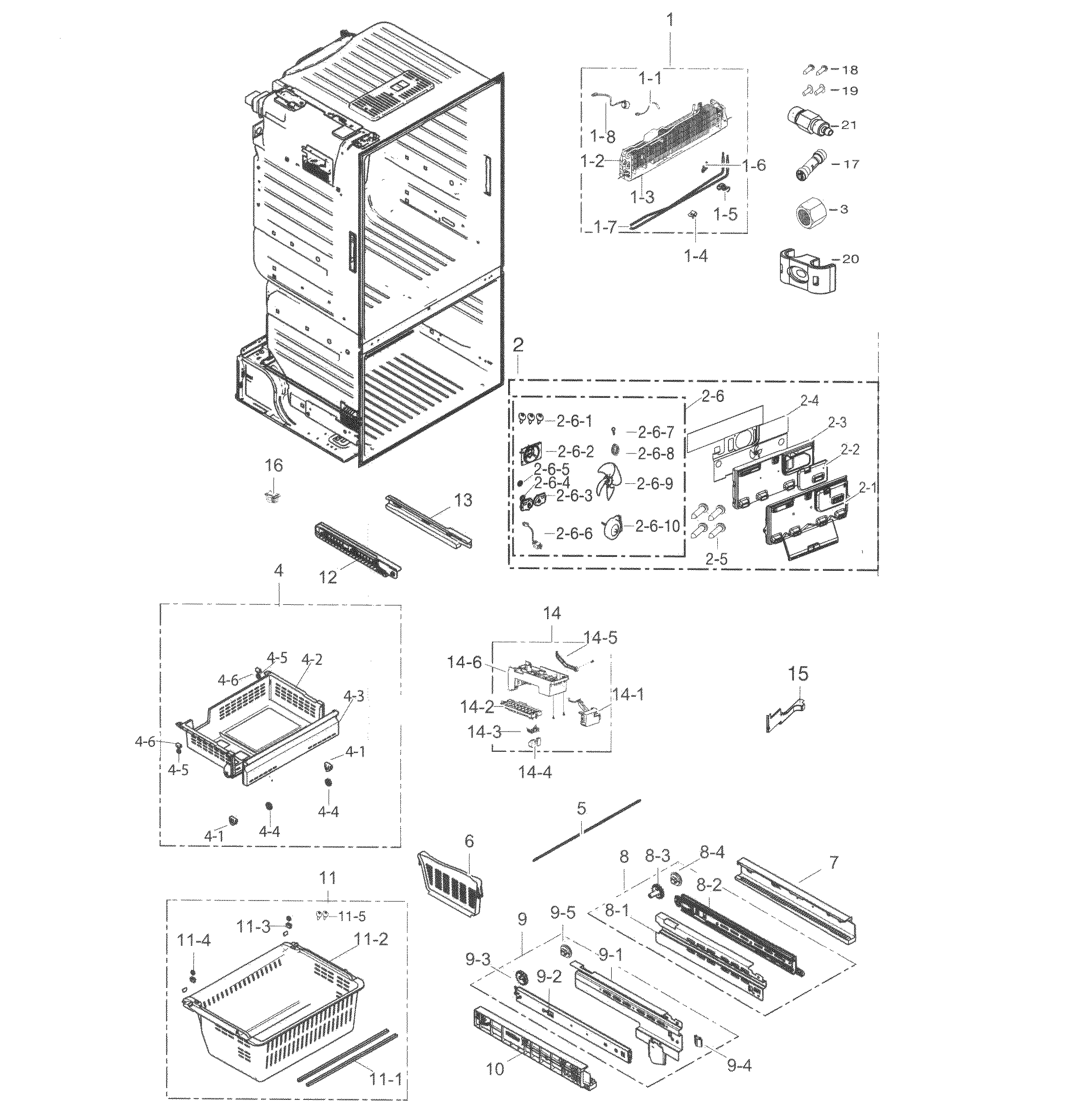 Samsung RF263BEAESG/AA-01 freezer / icemaker diagram