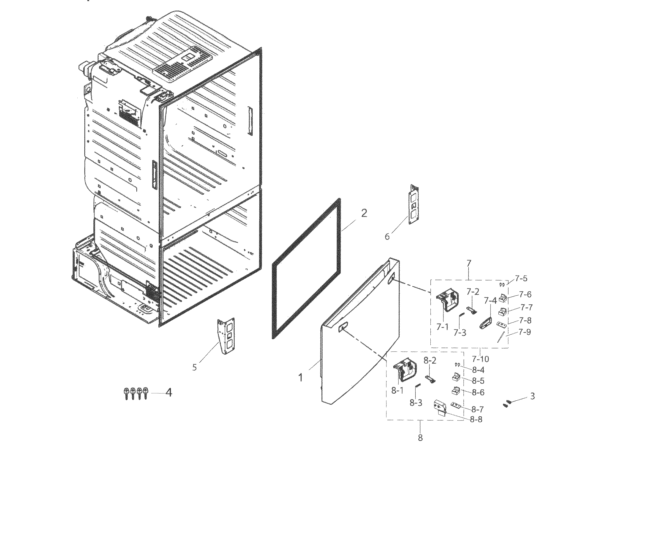 Samsung RF263BEAESG/AA-01 freezer door diagram