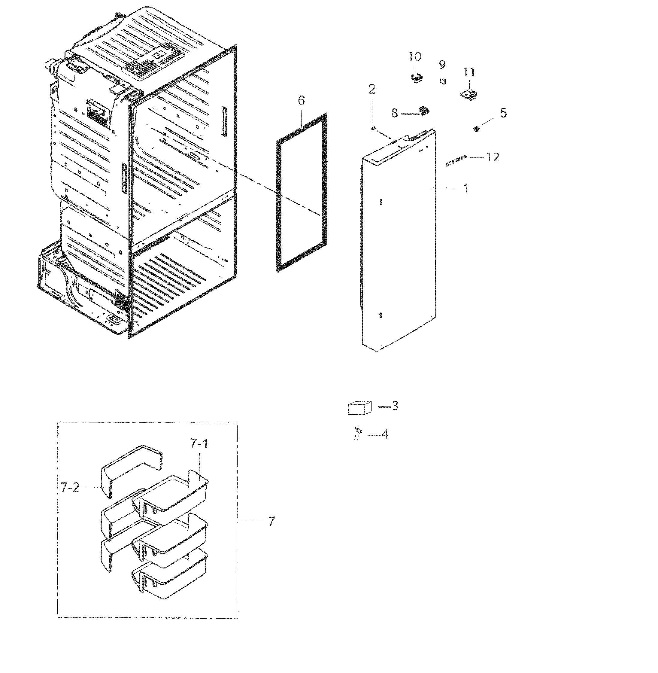 Samsung RF263BEAESG/AA-01 fridge door r diagram