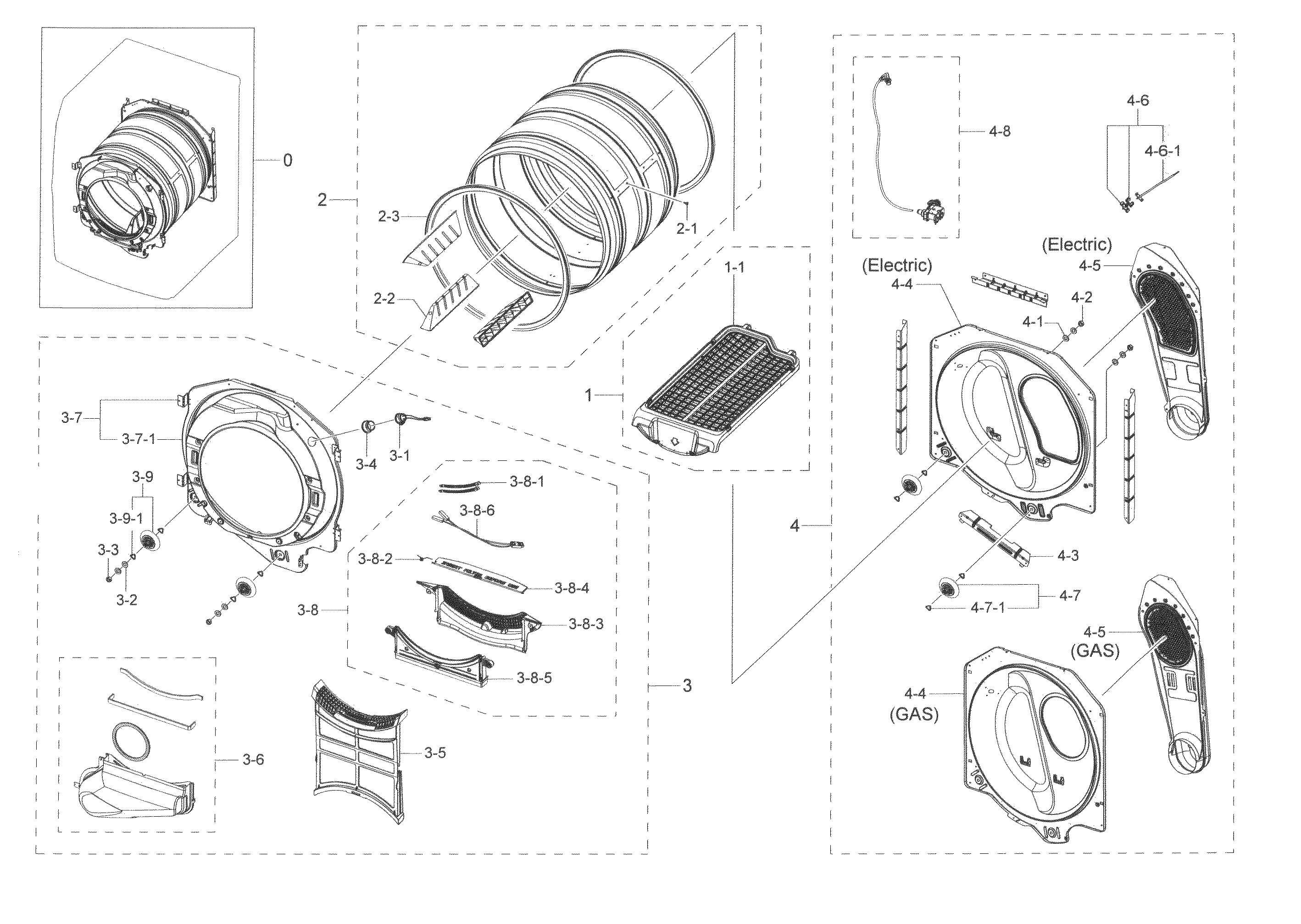 Samsung DV45K6500EV/A3-00 drum diagram