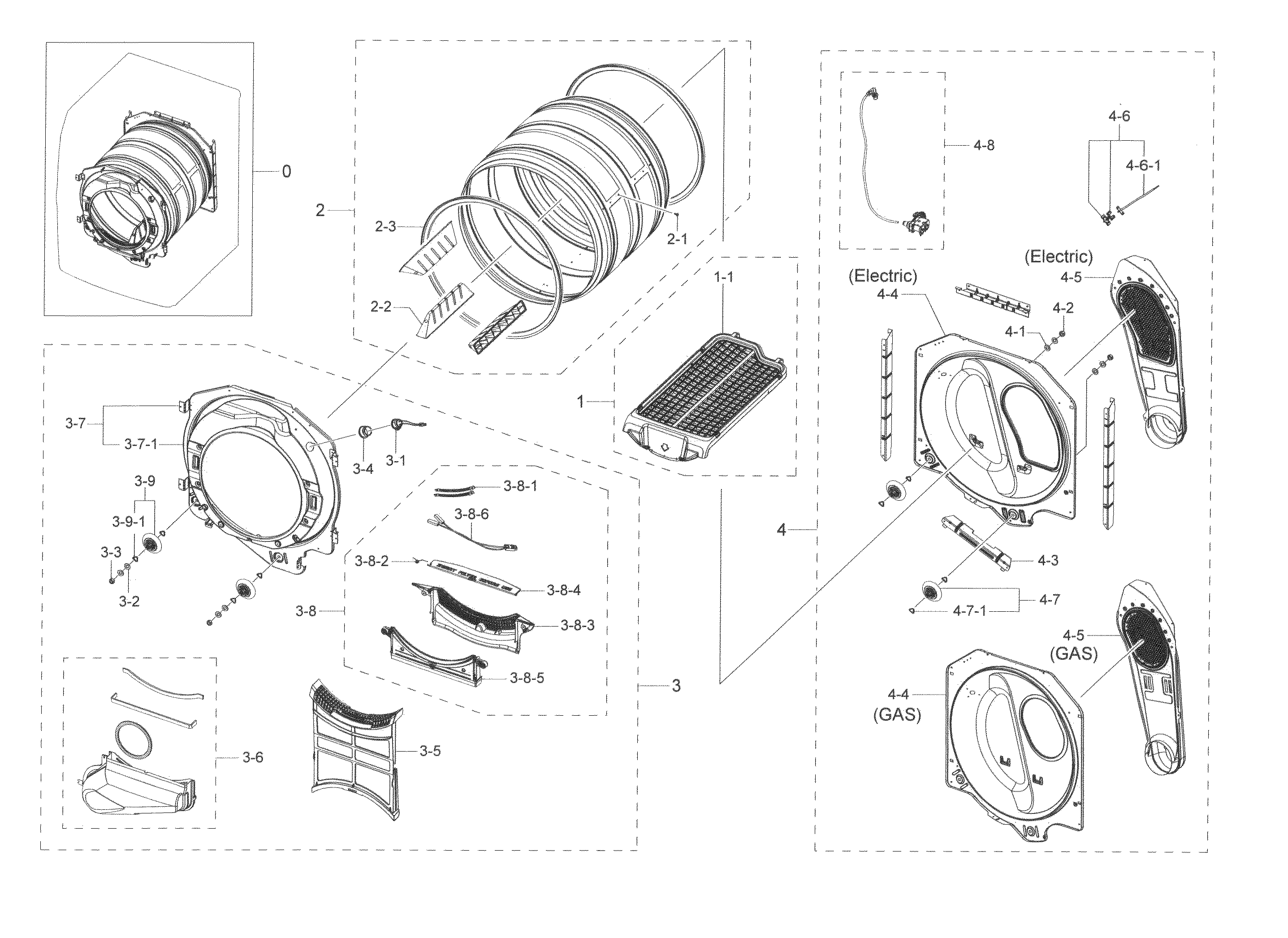 Samsung DV45K6500GV/A3-00 drum diagram