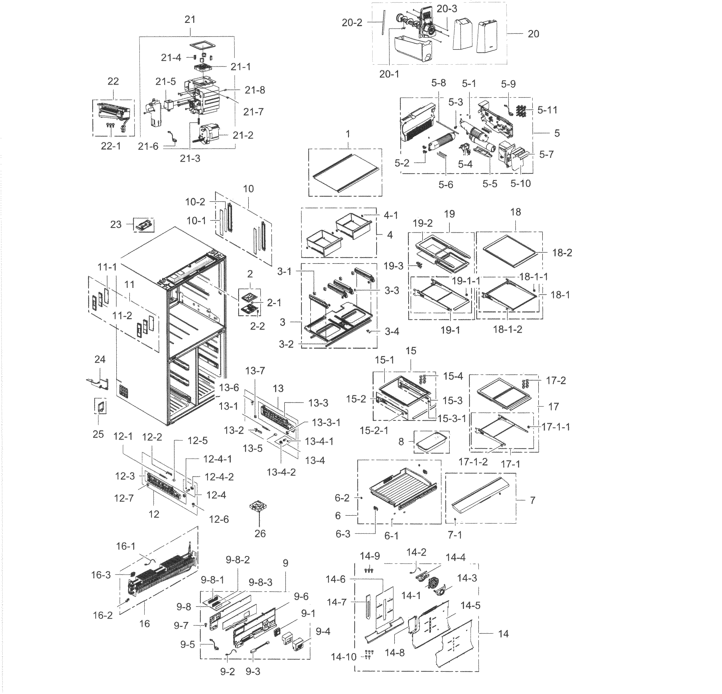 Samsung RF34H9950S4/AA-05 fridge diagram