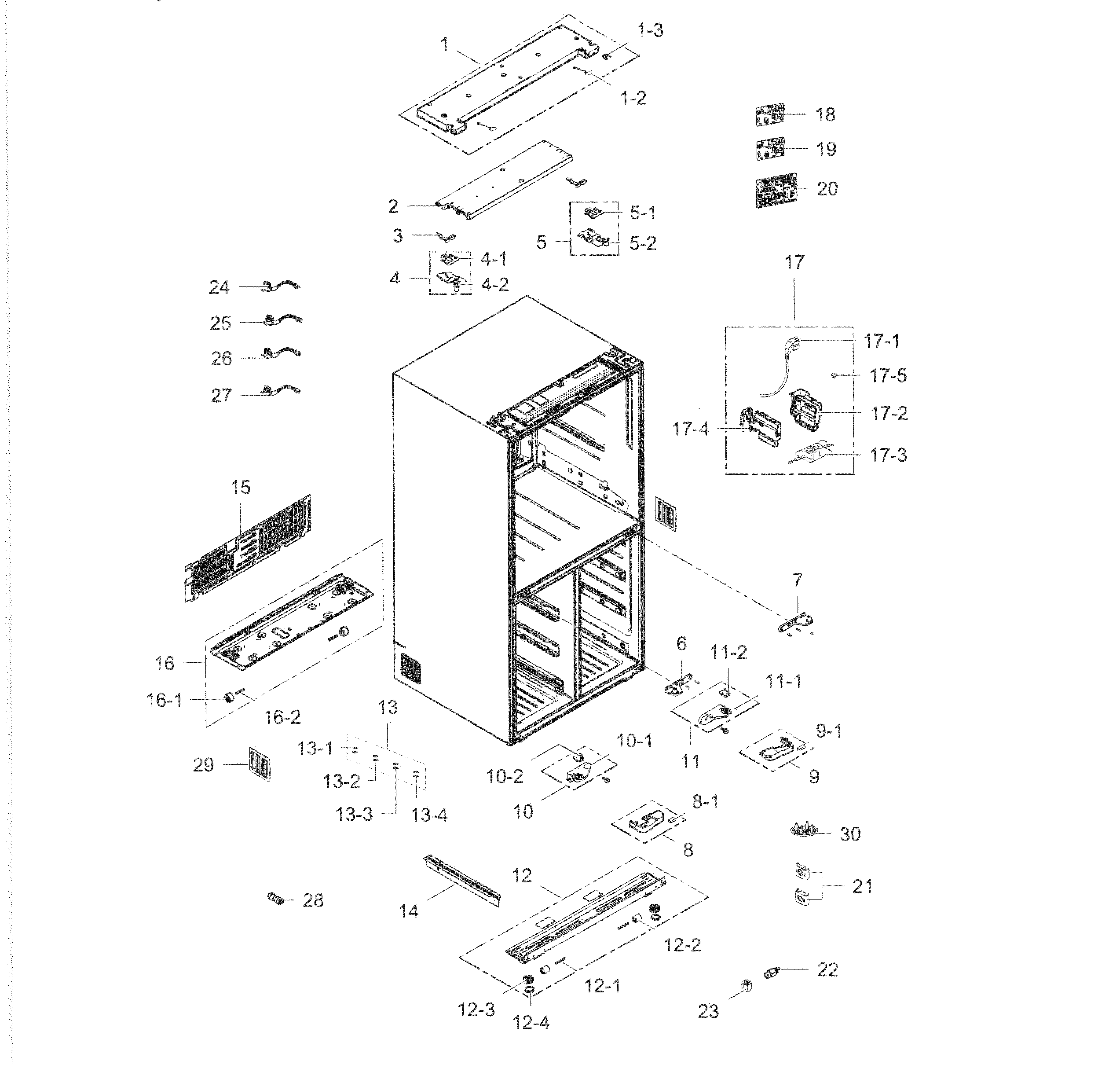 Samsung RF34H9950S4/AA-05 cabinet diagram