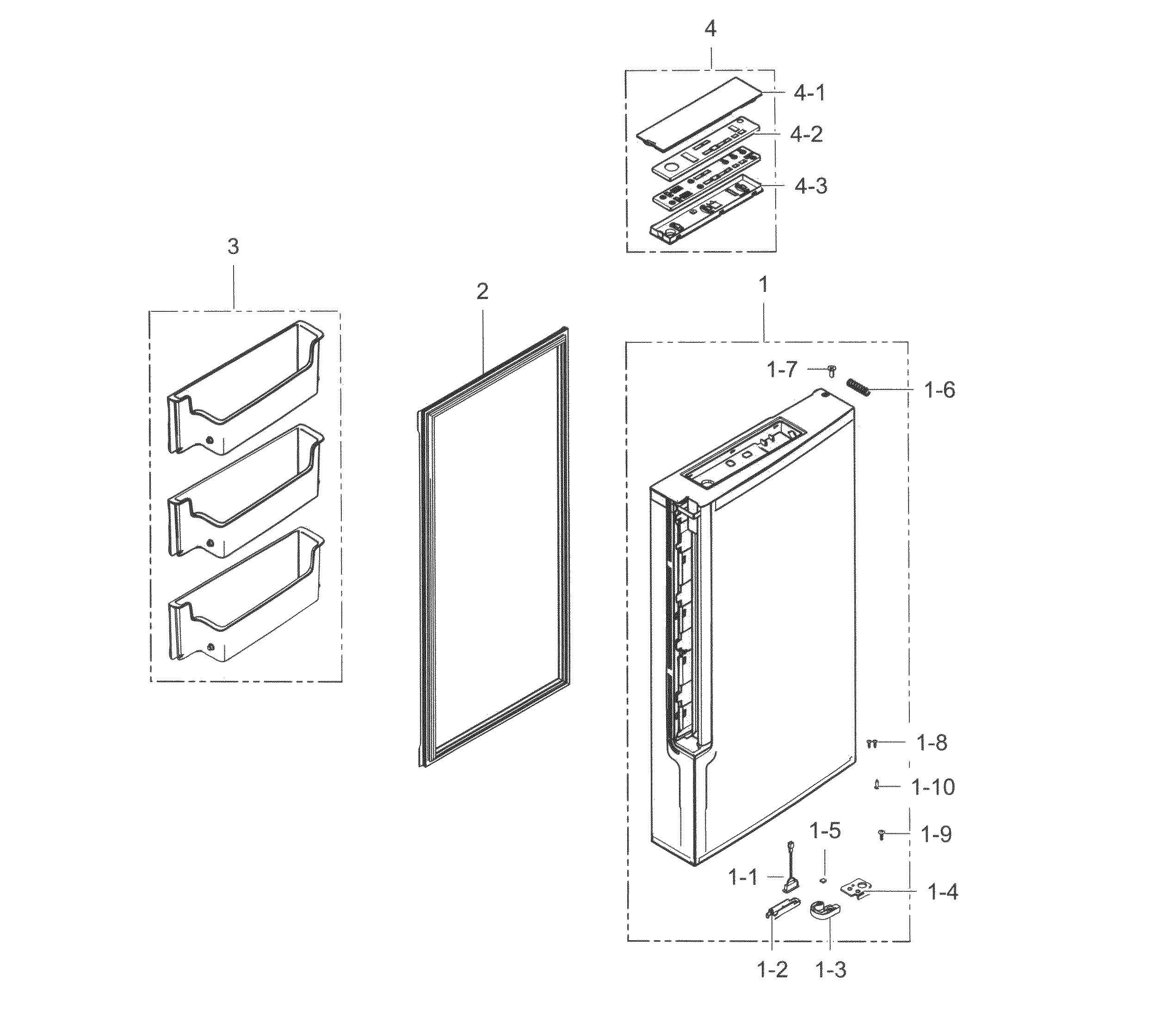 Samsung RF34H9950S4/AA-05 freezer door l diagram