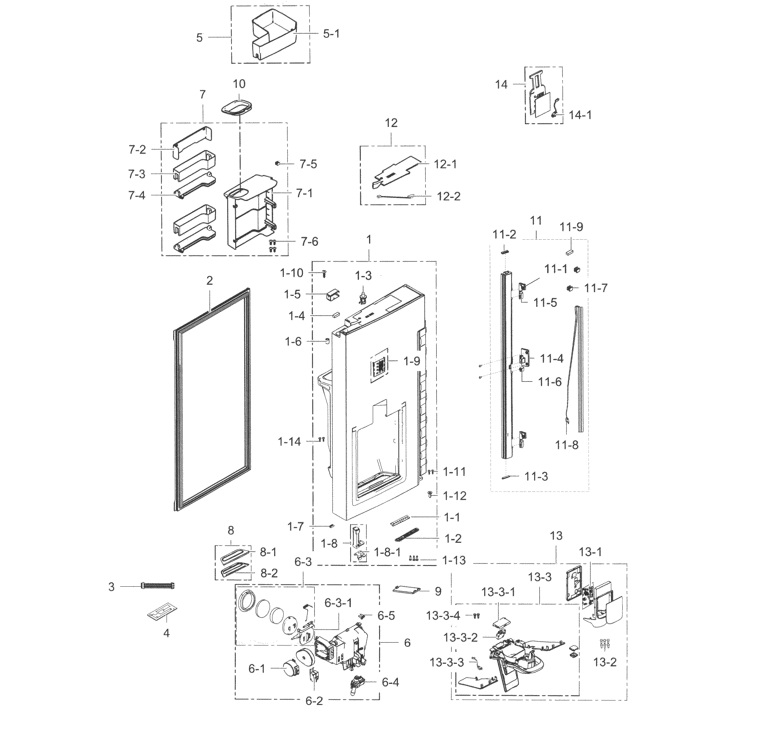 Samsung RF34H9950S4/AA-05 fridge door r diagram