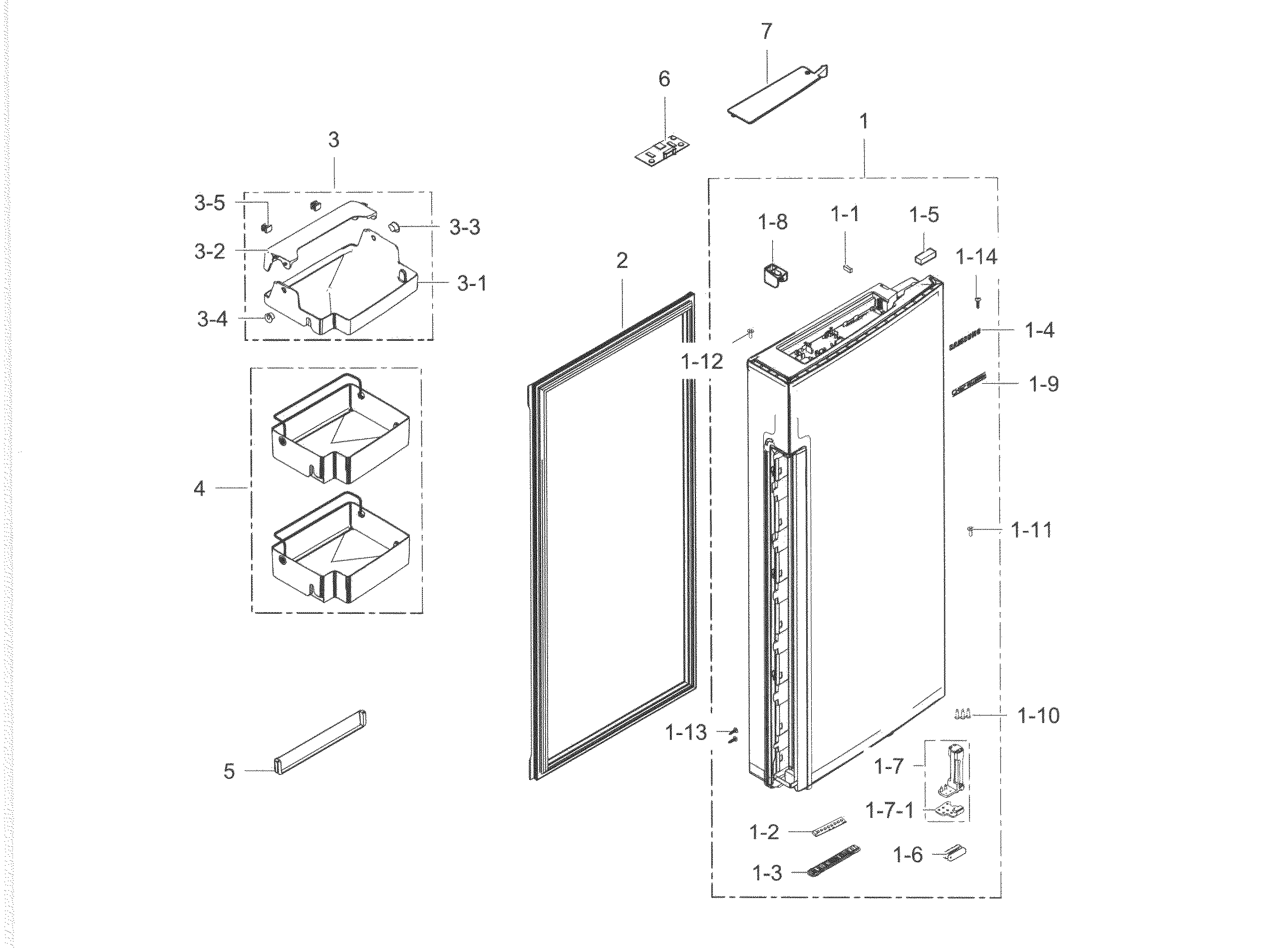 Samsung RF34H9950S4/AA-05 fridge door l diagram