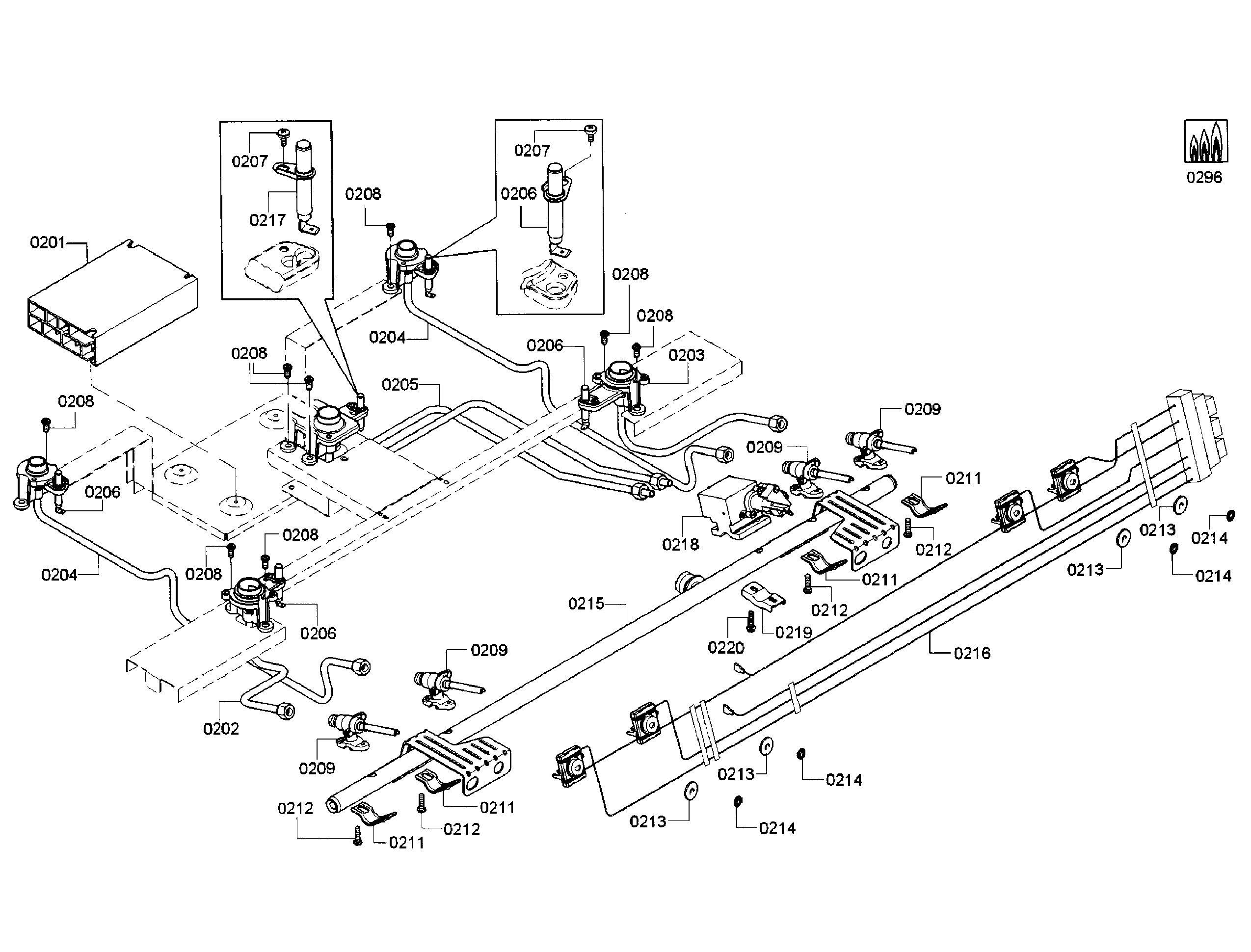 Bosch HGIP054UC/01 tube asy diagram