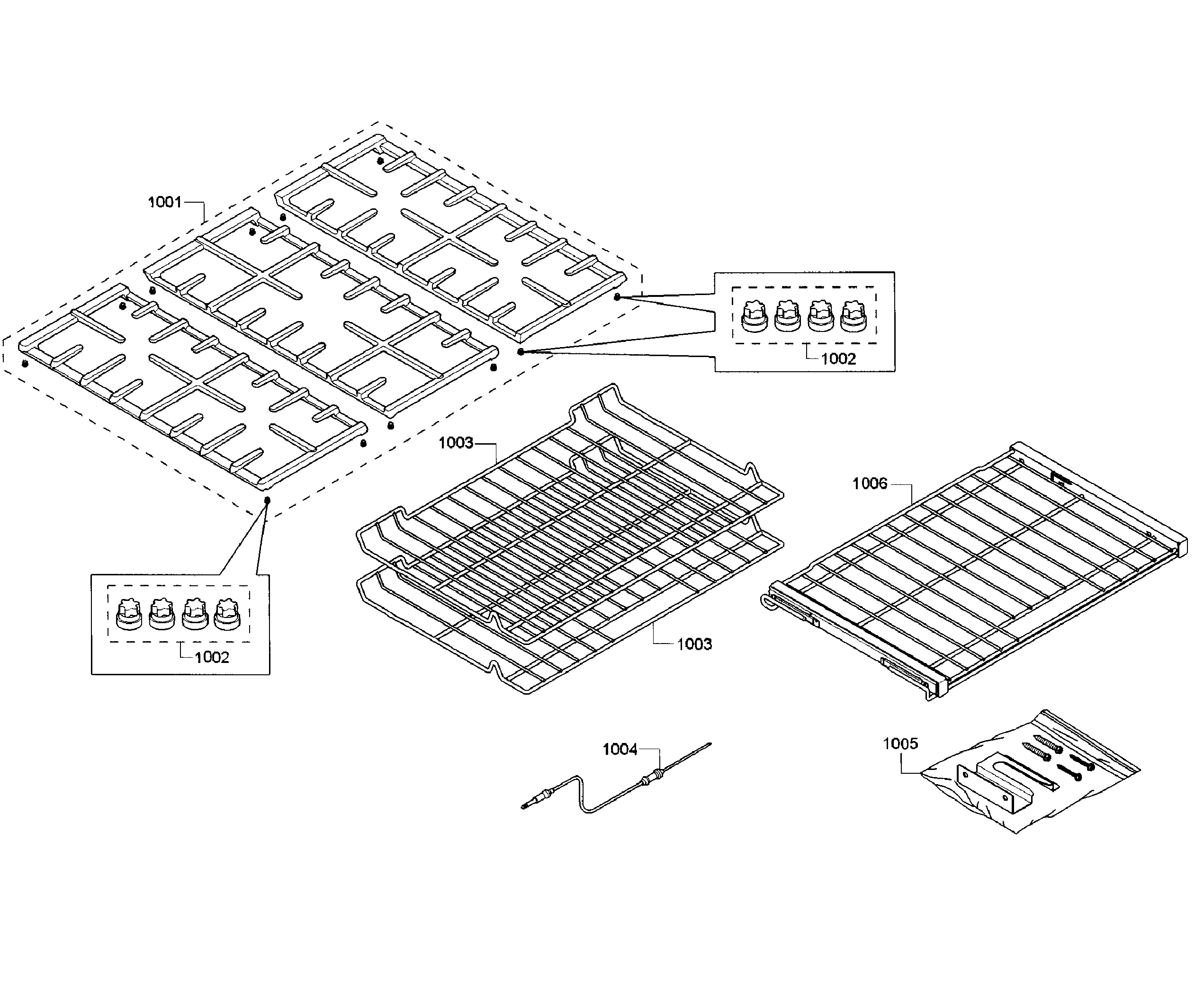 Bosch HGIP054UC/01 rack asy diagram