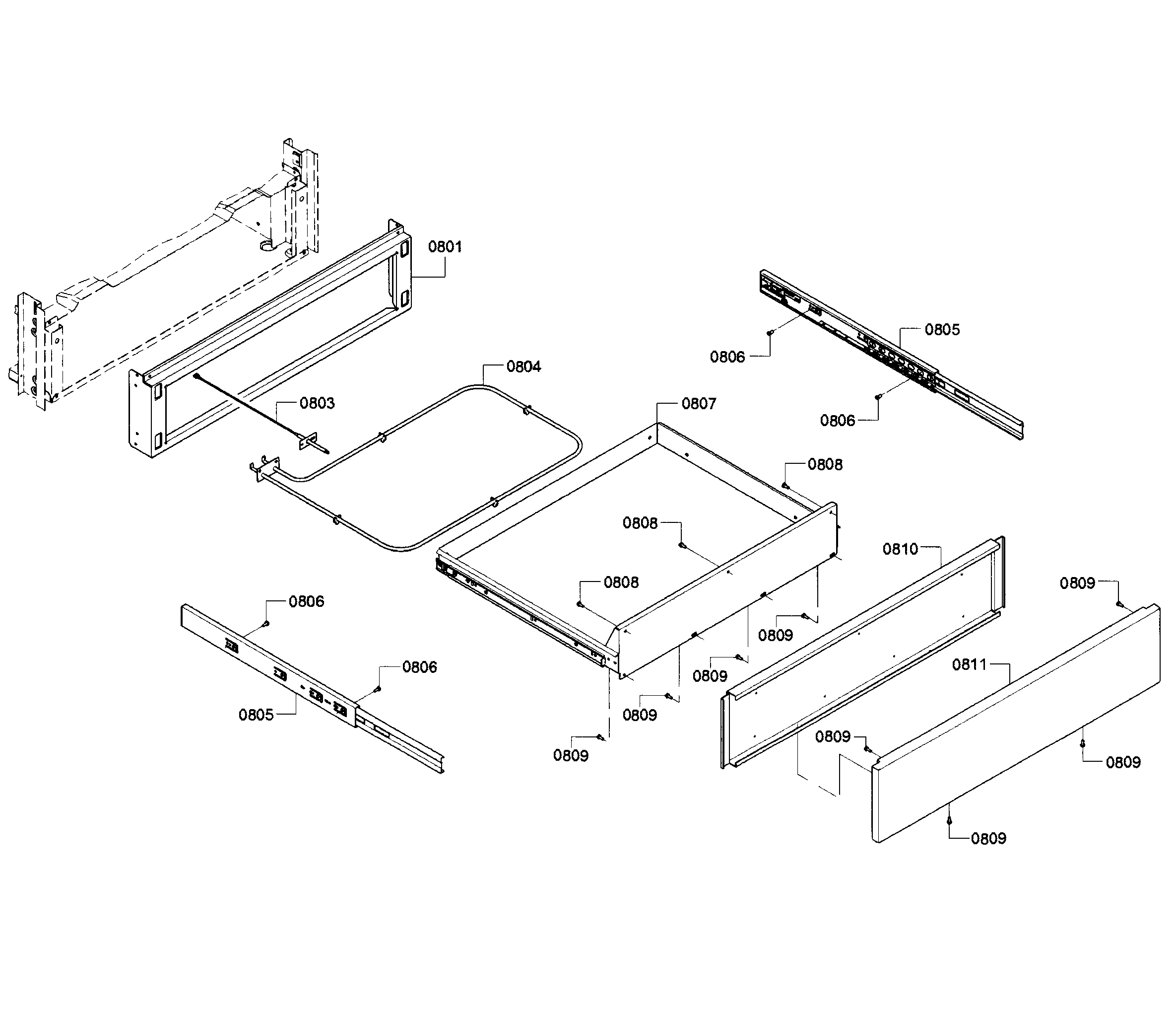 Bosch HGIP054UC/05 drawer asy diagram