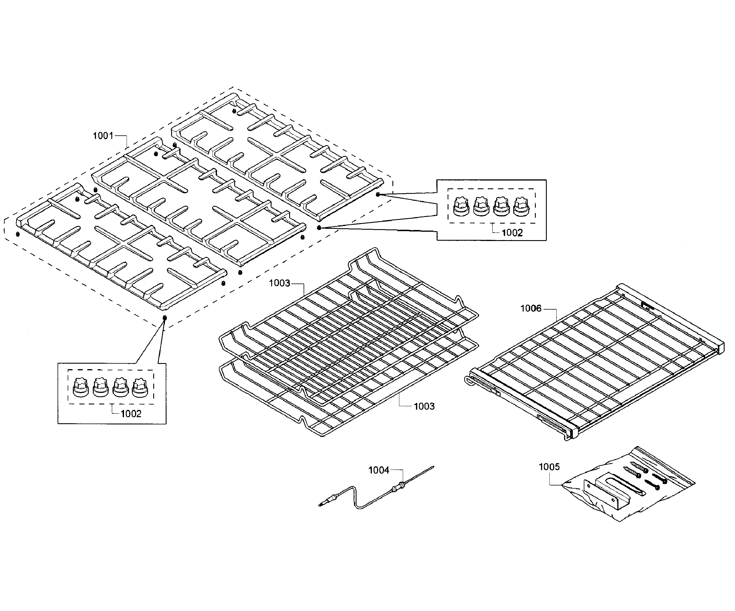 Bosch HGIP054UC/05 rack asy diagram